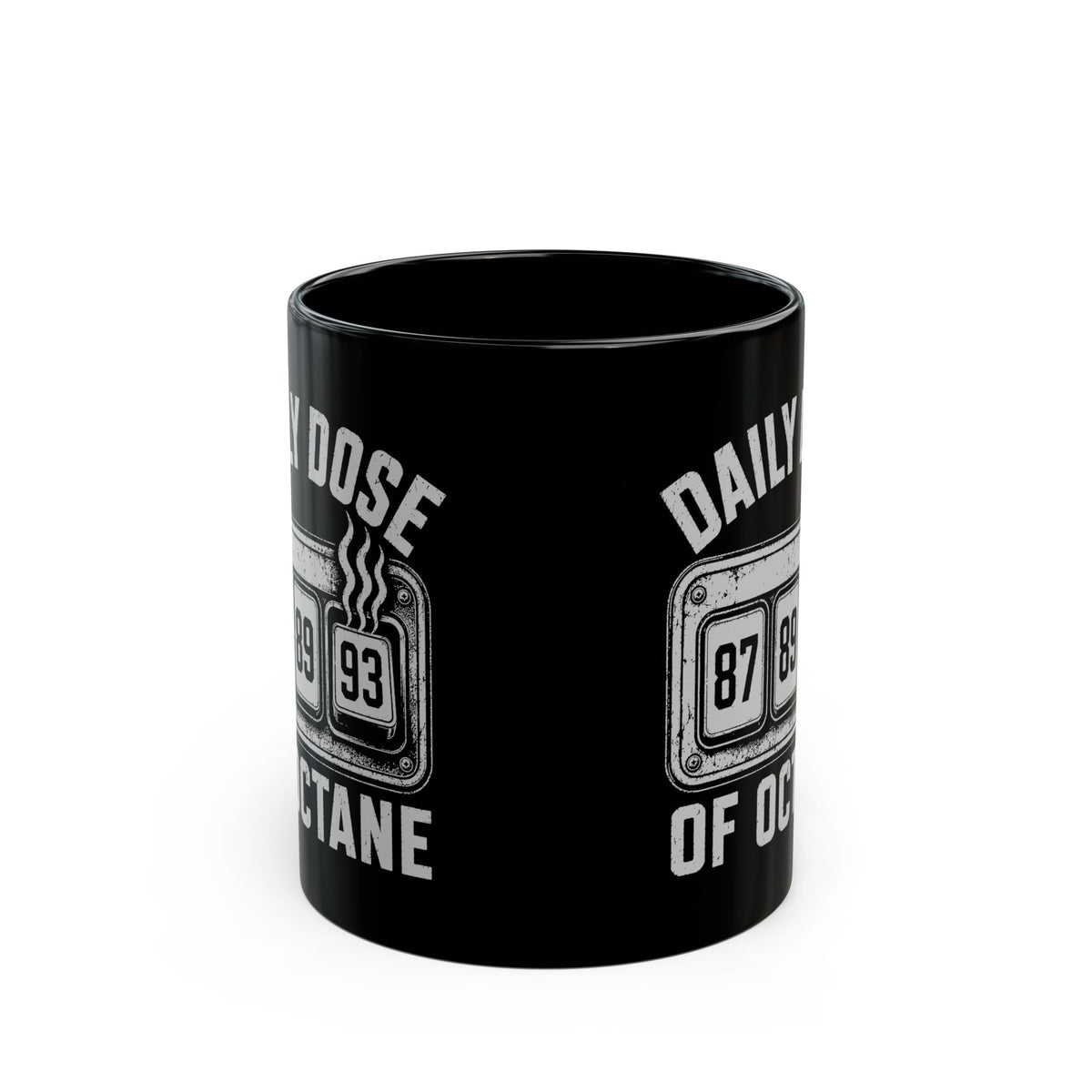 Daily Dose of Octane Coffee Mug - 11oz black coffee mug, front view with print on both sides