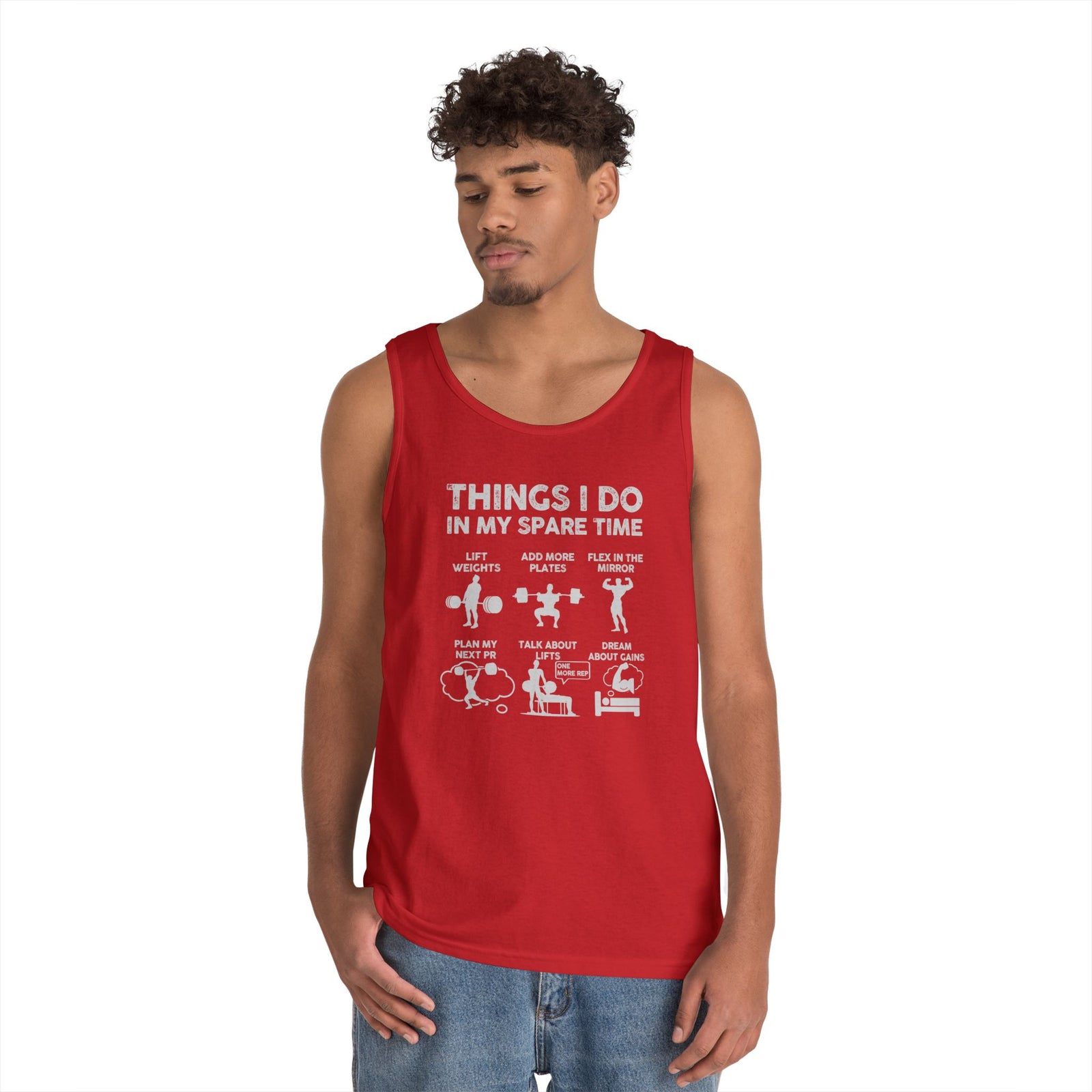 Gym Tank Top for Men, Funny Weightlifting Spare Time Sleeveless Shirt, Workout Lifting Gift, Bodybuilder Singlet