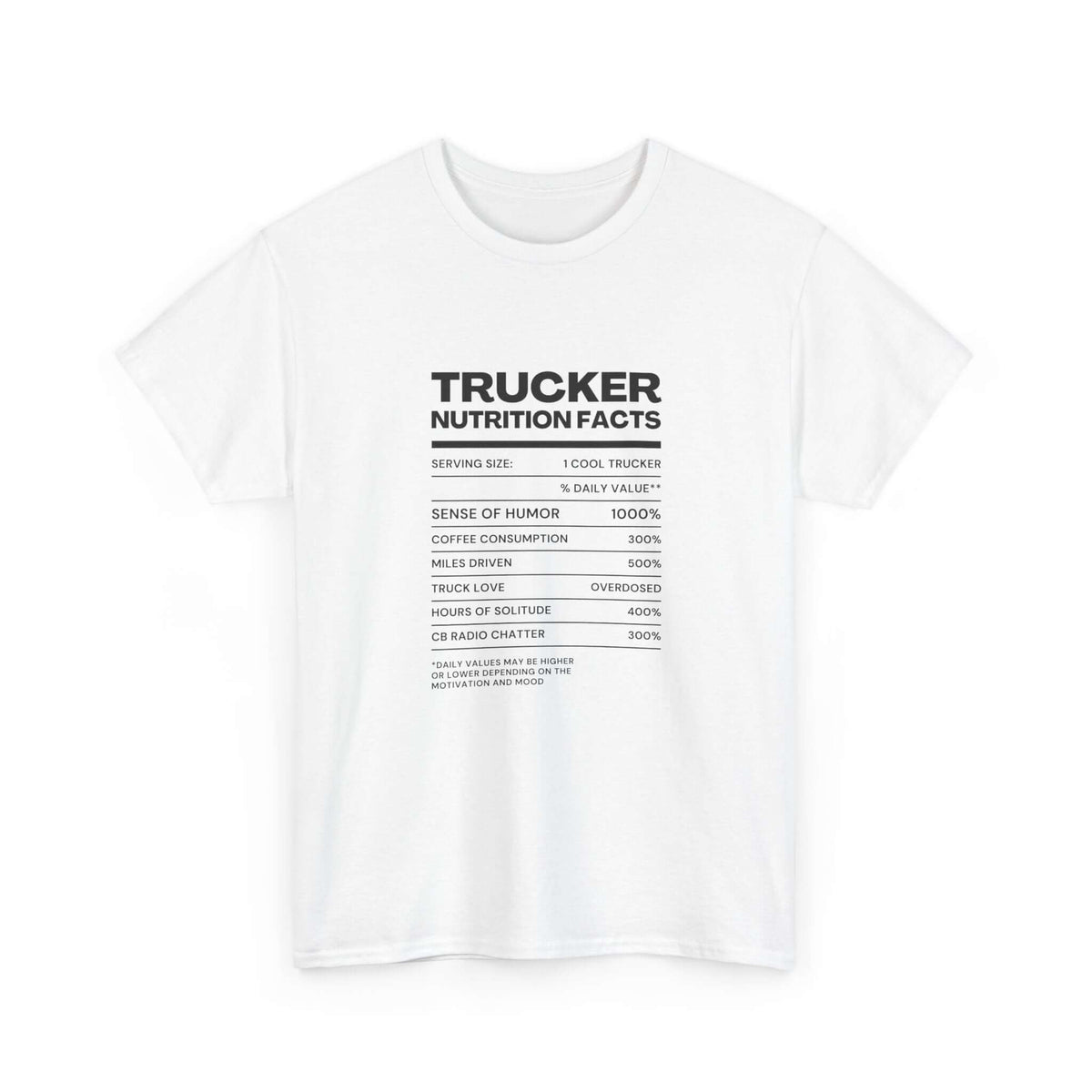 Trucker Nutrition Facts T-Shirt | Funny Truck Driver Gift