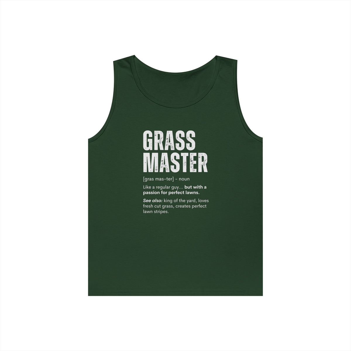 Grass Master Tank Top for Men, Funny Lawn Care Definition Sleeveless Shirt, Mowing Gift, Yard Work Singlet