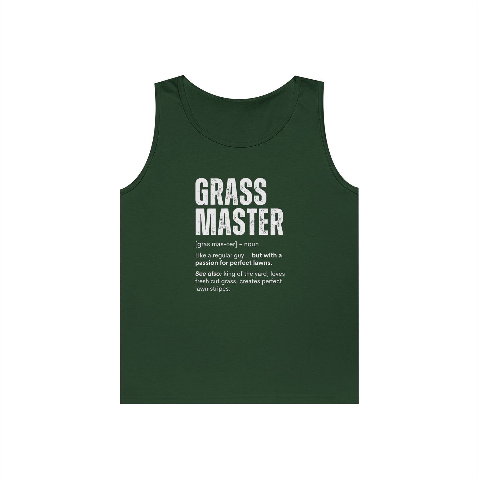 Grass Master Tank Top for Men, Funny Lawn Care Definition Sleeveless Shirt, Mowing Gift, Yard Work Singlet