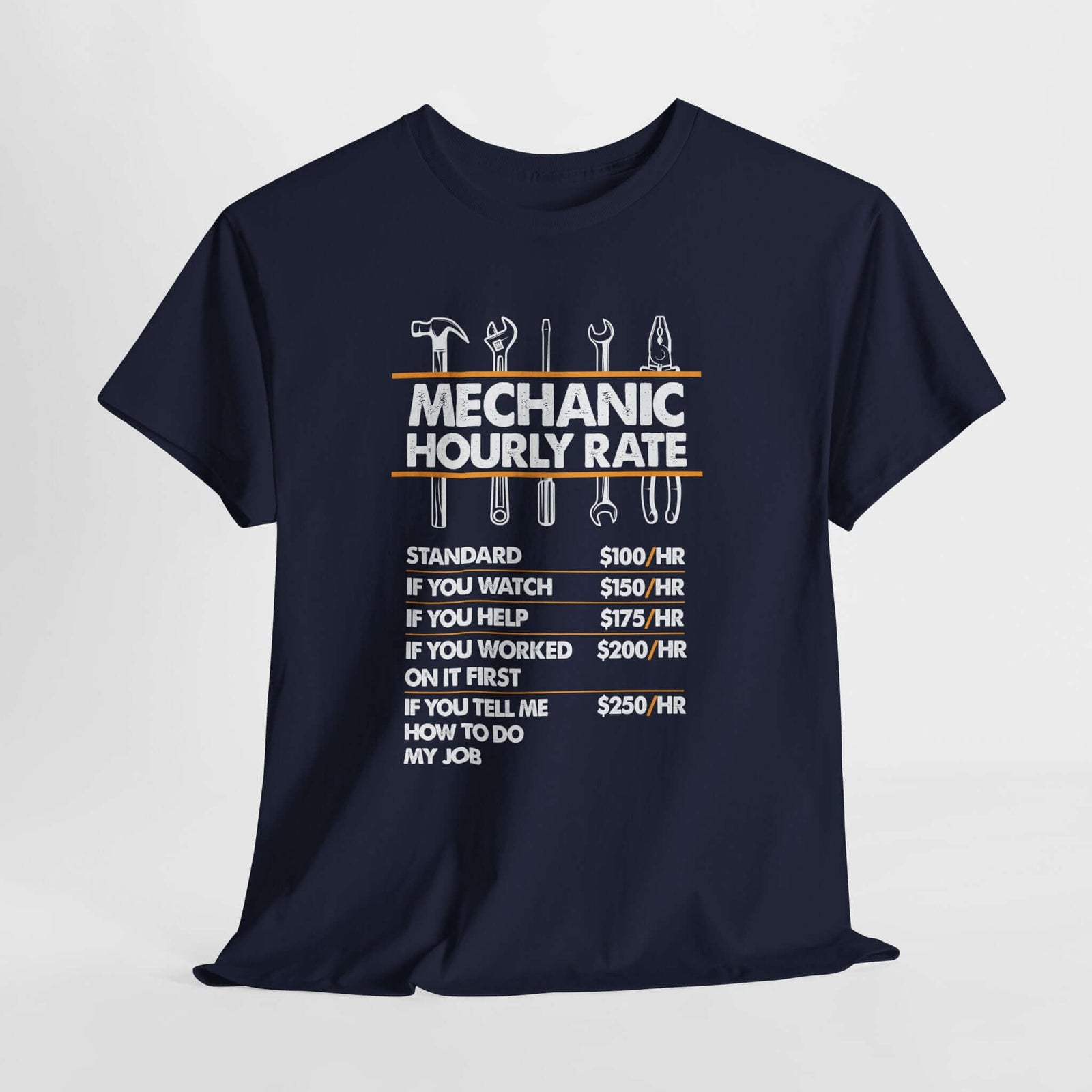 Mechanic Hour Rate T-Shirt | Funny Car Guy Mechanic Tee