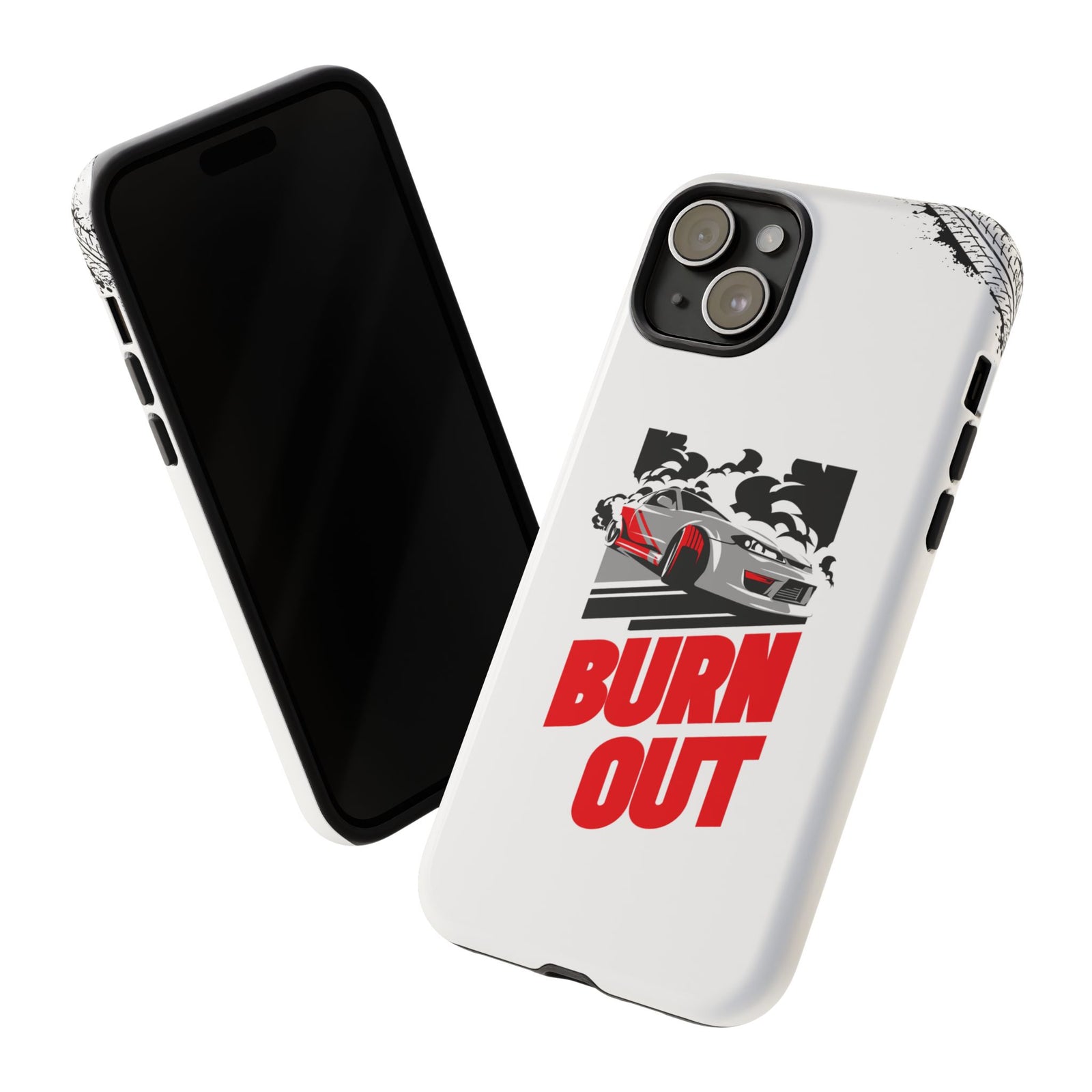 JDM Burnout Tough Car Phone Case - iPhone 15 Plus, glossy, front and back view