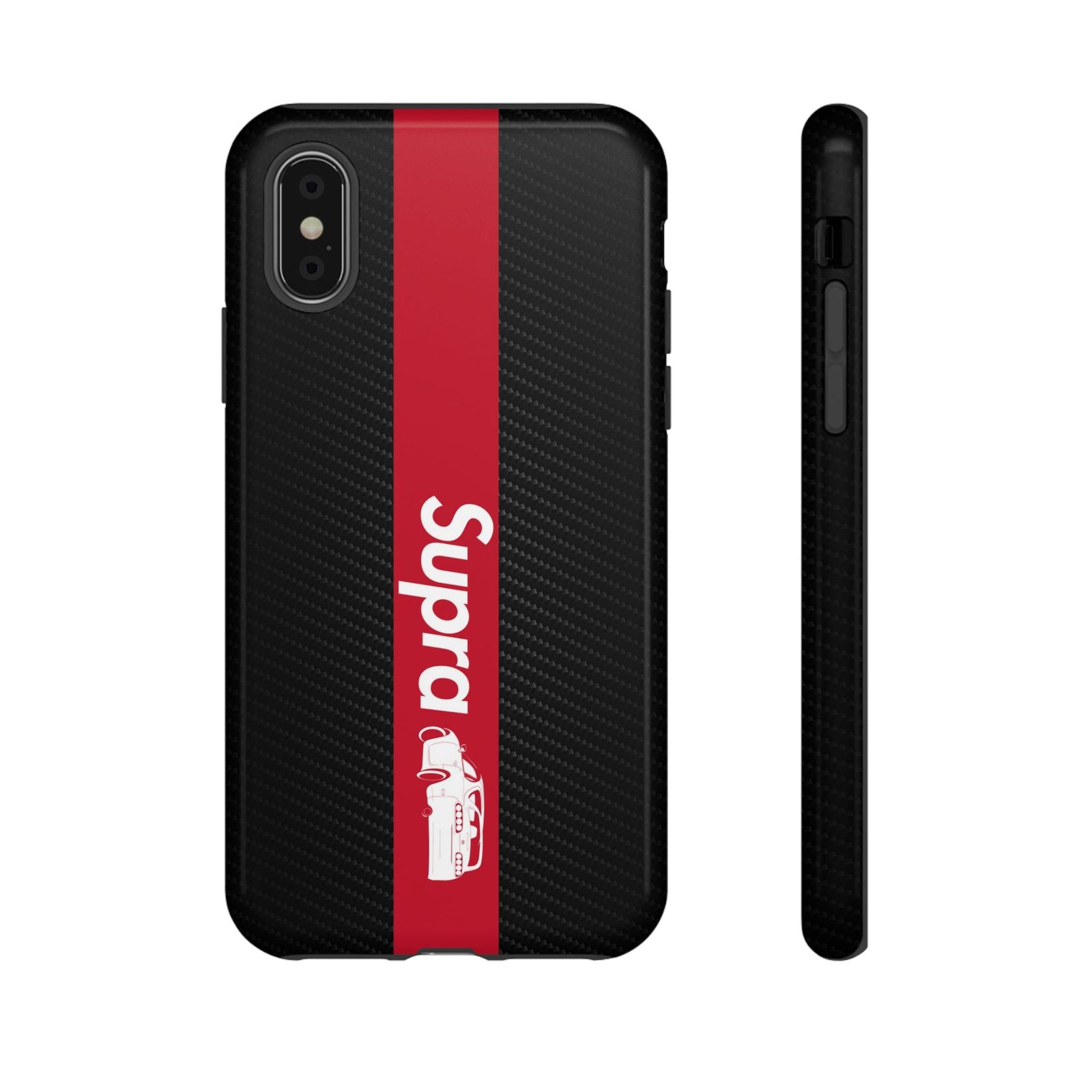 JDM Style Design Tough Phone Case - iPhone XS, glossy, front and side view