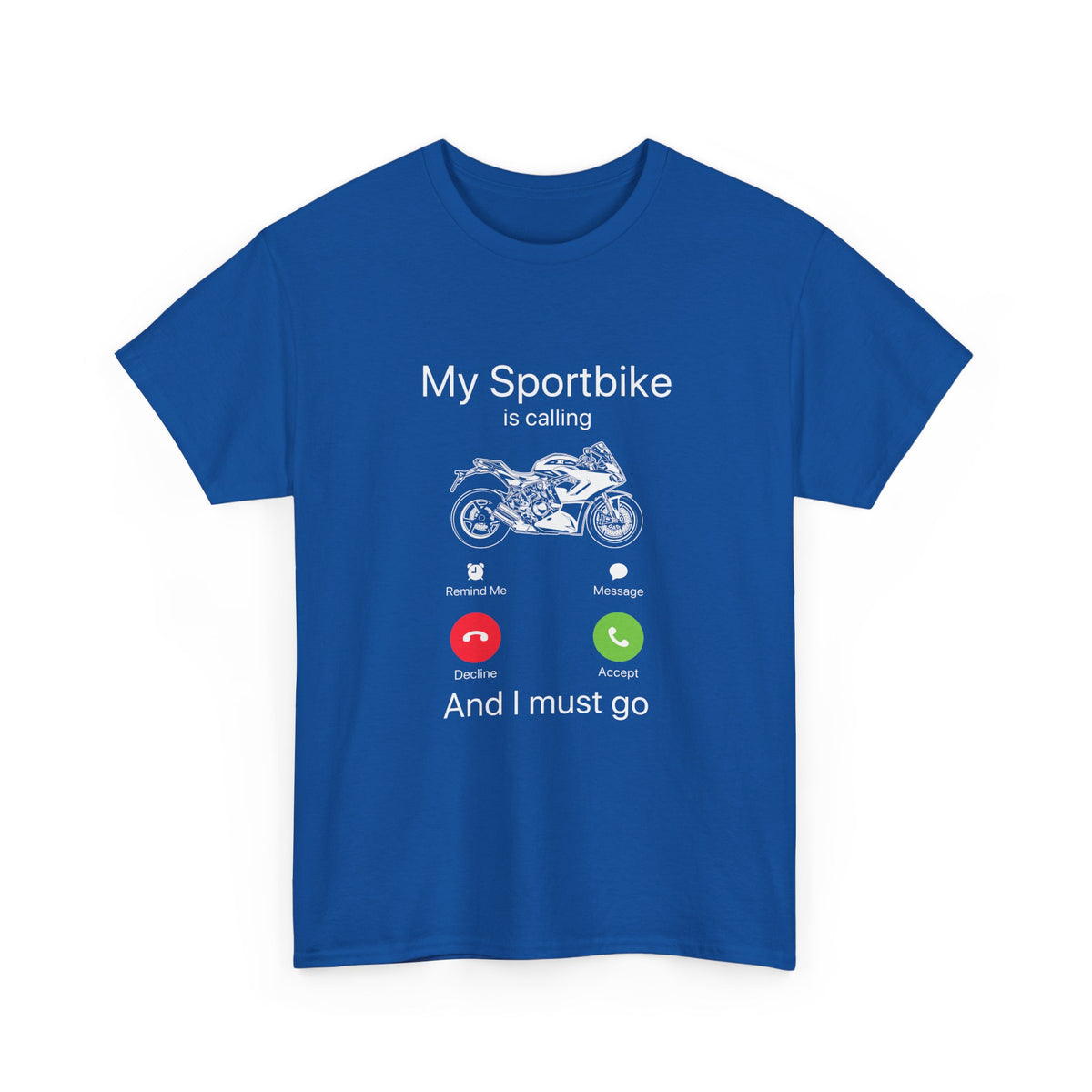 My Sportbike is Calling t-shirt - navy motorcycle shirt front view - sportbike rider gift