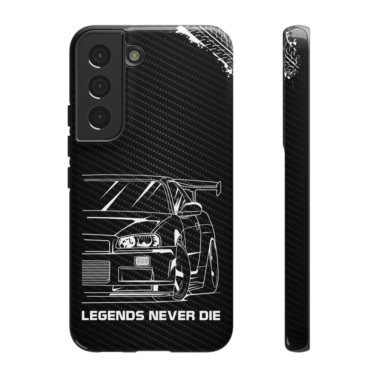 JDM Legends Never Die Tough Phone Case - Samsung Galaxy S22, glossy, front and side view