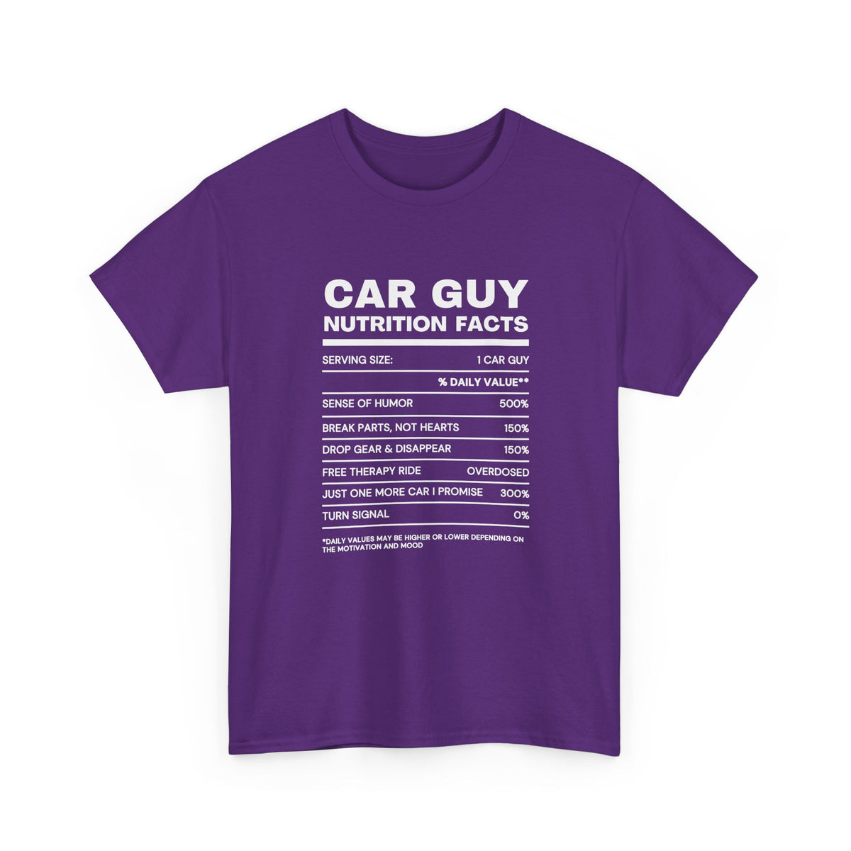 Car Guy Nutrition Facts T-Shirt | Funny Car Enthusiast Tee