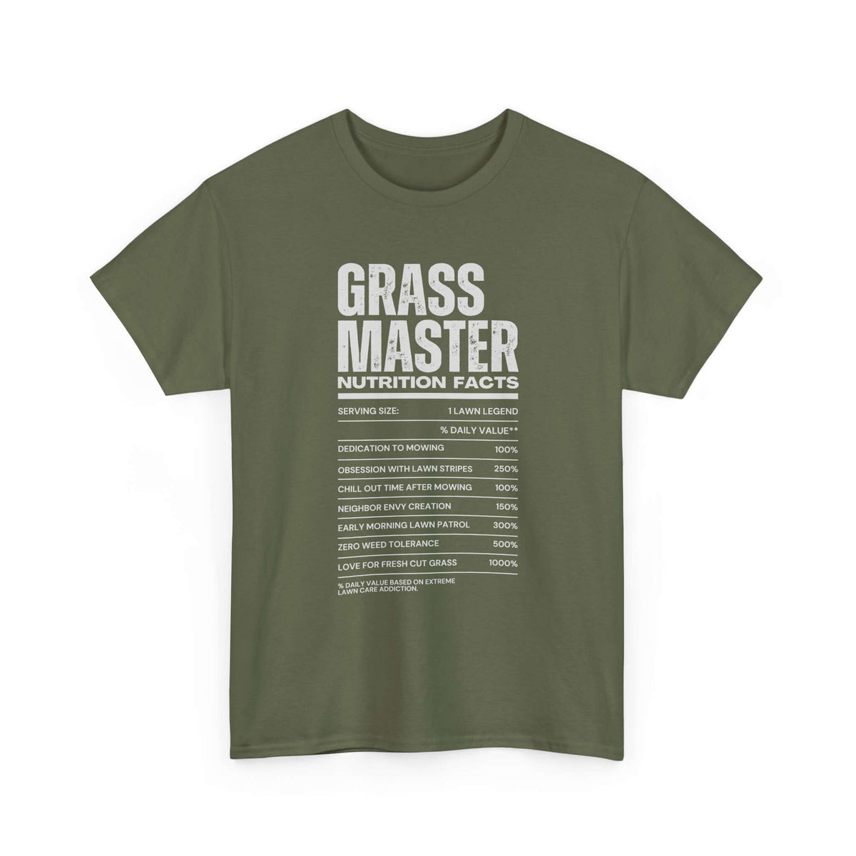 Grass Master Nutrition Facts T-Shirt | Funny Lawn Care Gift