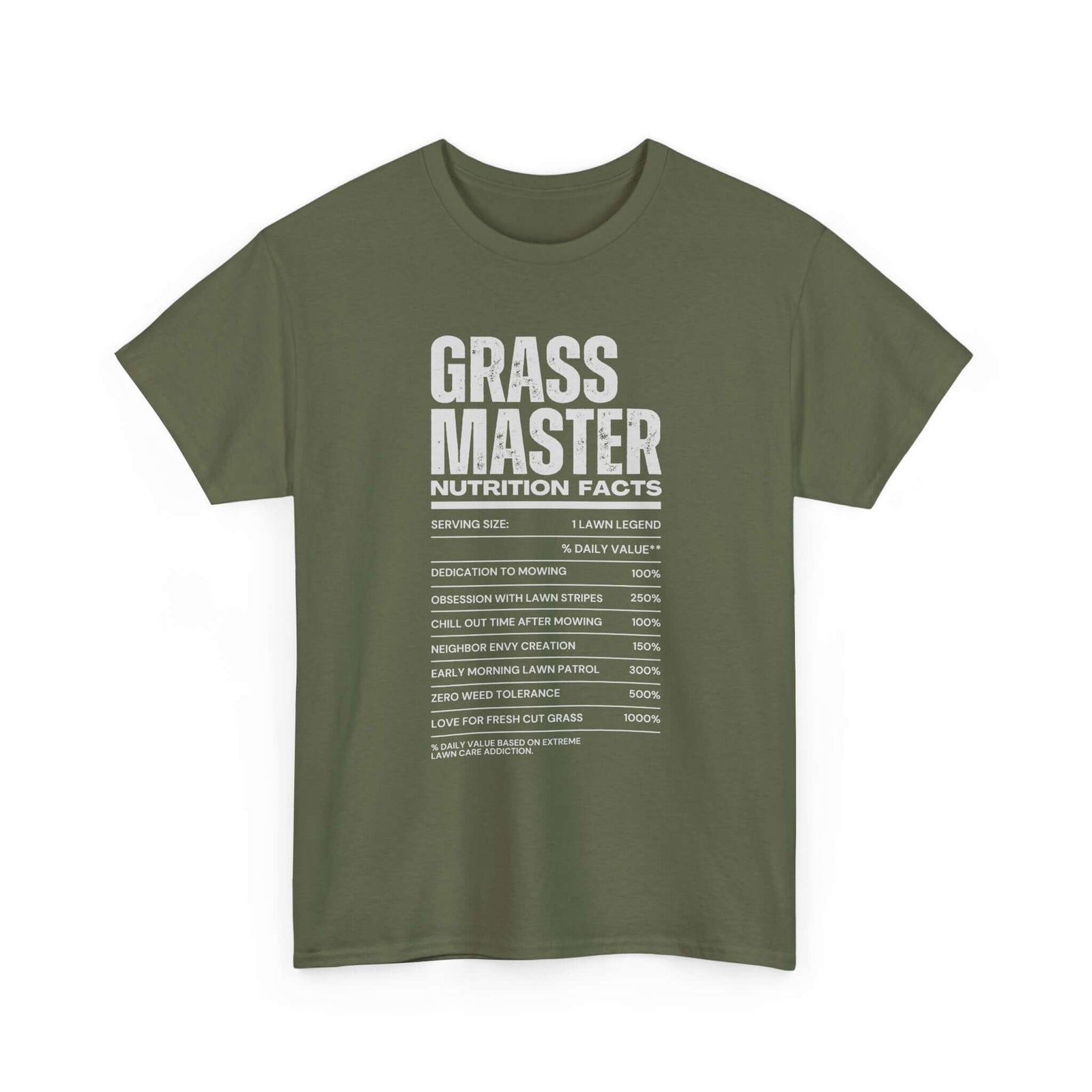 Grass Master Nutrition Facts T-Shirt | Funny Lawn Care Gift