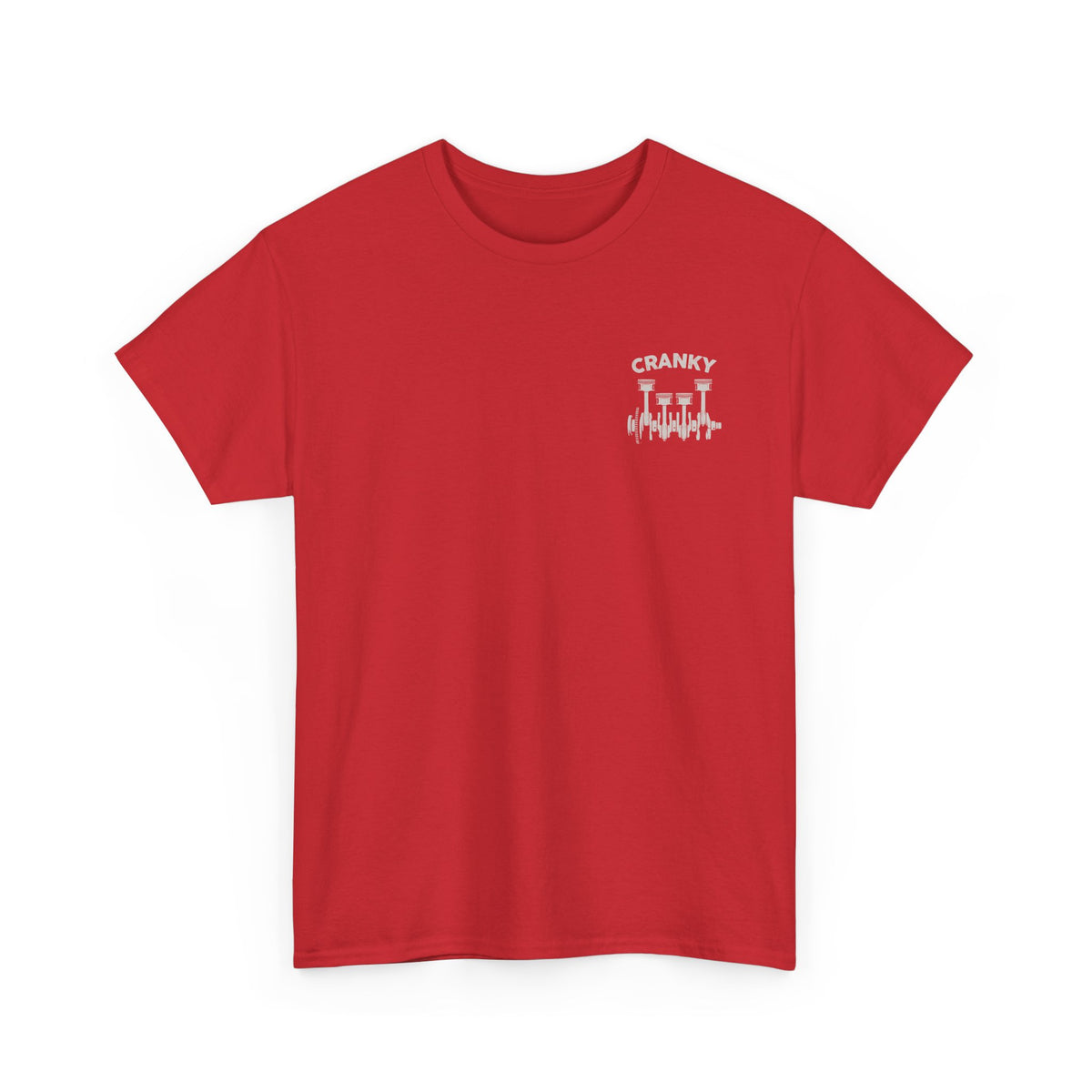 Cranky Minimalist Mechanic T-Shirt | Small Chest Print Crankshaft Tee