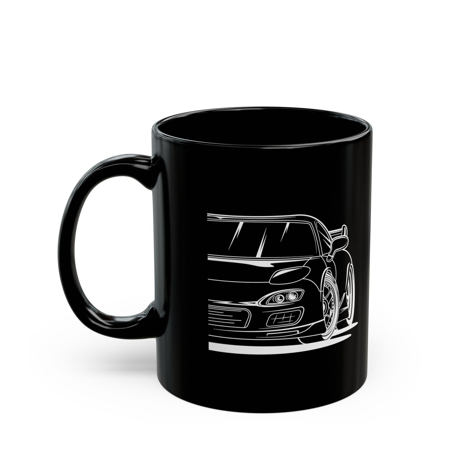 JDM Rotary Coffee Mug - 11oz black coffee mug, handle on the left