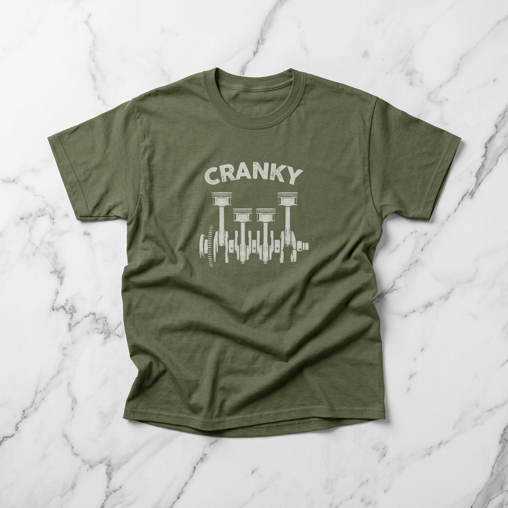 Cranky Mechanic t-shirt - funny crankshaft car guy tee for mechanics