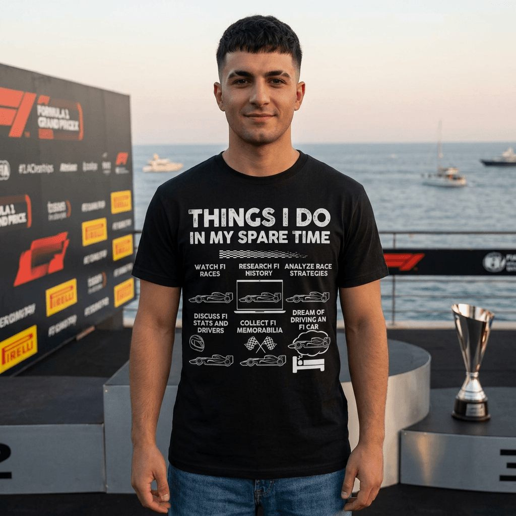 Things I Do in My Spare Time F1 t-shirt - Formula 1 fan humor design - motorsport enthusiast gift