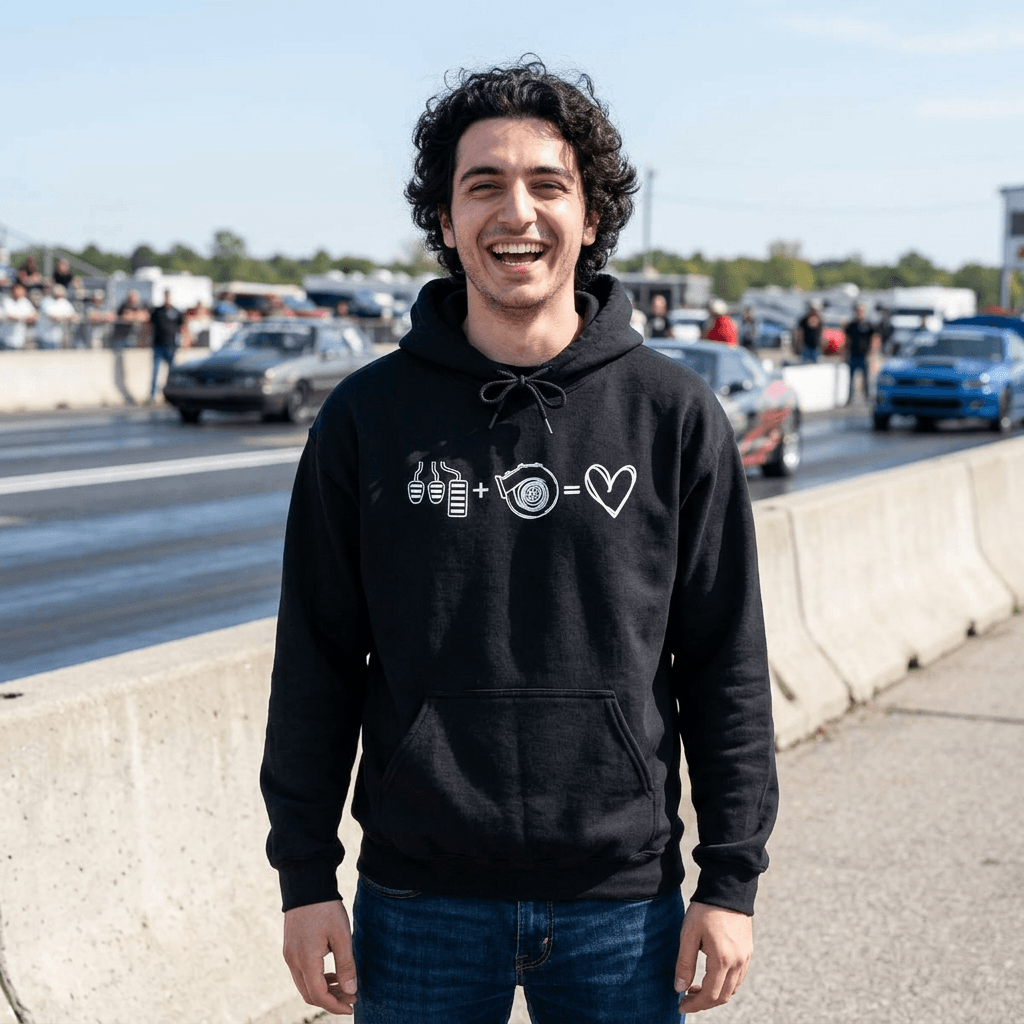 3 Pedals Plus Turbo Equals Love hoodie - manual transmission turbo car design - JDM car guy gift