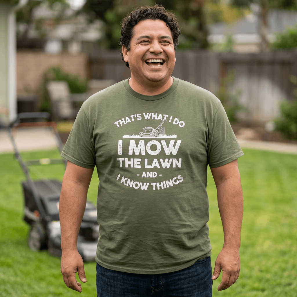 I Mow the Lawn and I Know Things t-shirt - funny lawn care humor shirt - dad gift