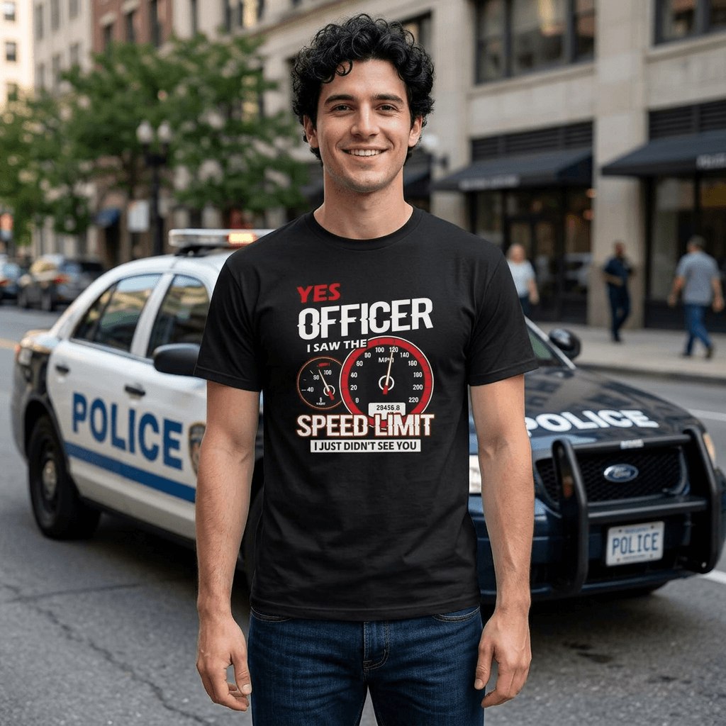 Yes Officer I Saw the Speed Limit t-shirt - funny car guy driving humor - car enthusiast gift