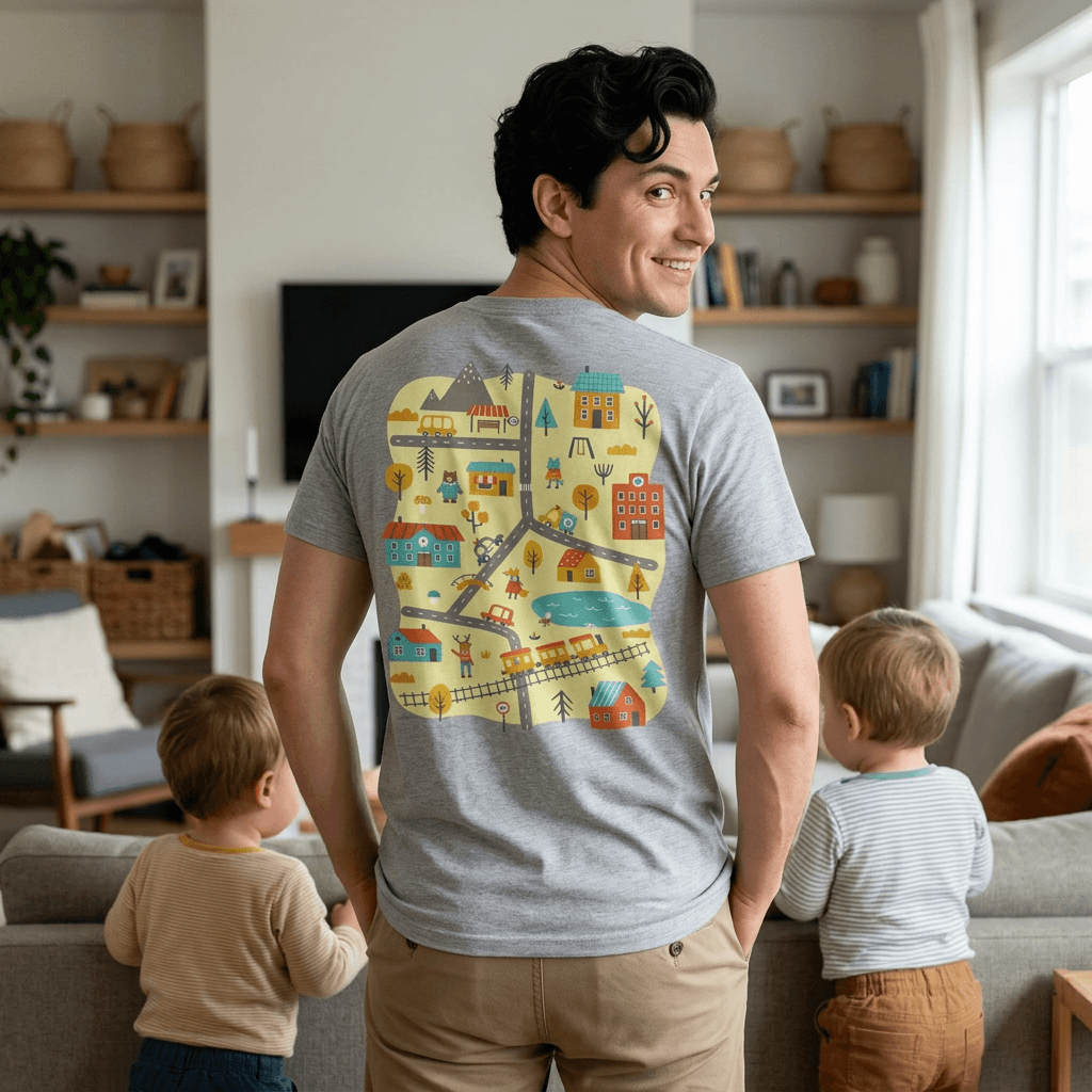 City Play Roads dad t-shirt - city road map design for kids play - funny father's day gift