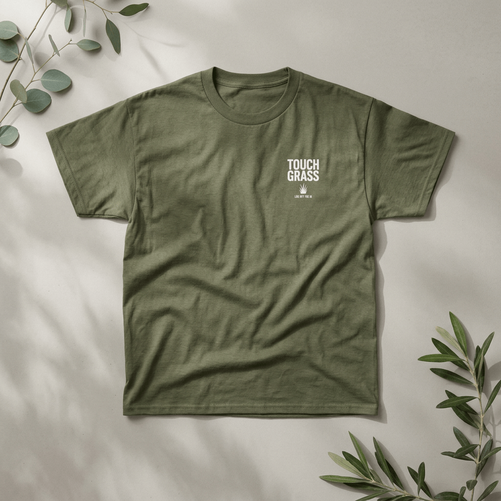 Touch Grass minimalist t-shirt - small left-chest print - programmer gift tee