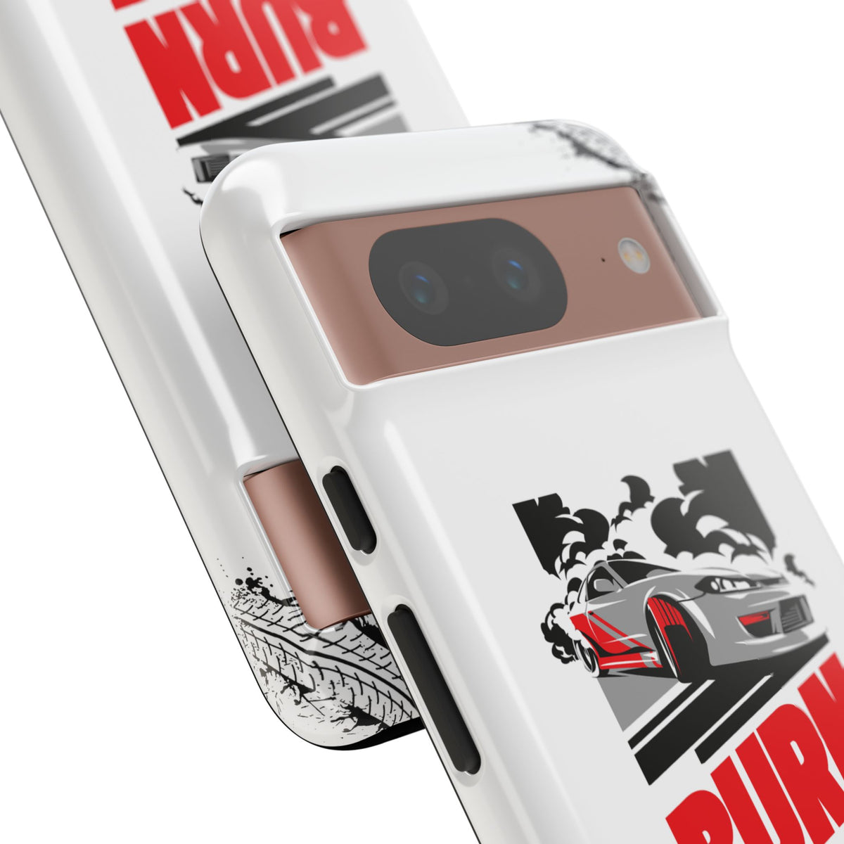 JDM Burnout Tough Car Phone Case - Google Pixel 8, glossy, camera cutout close-up