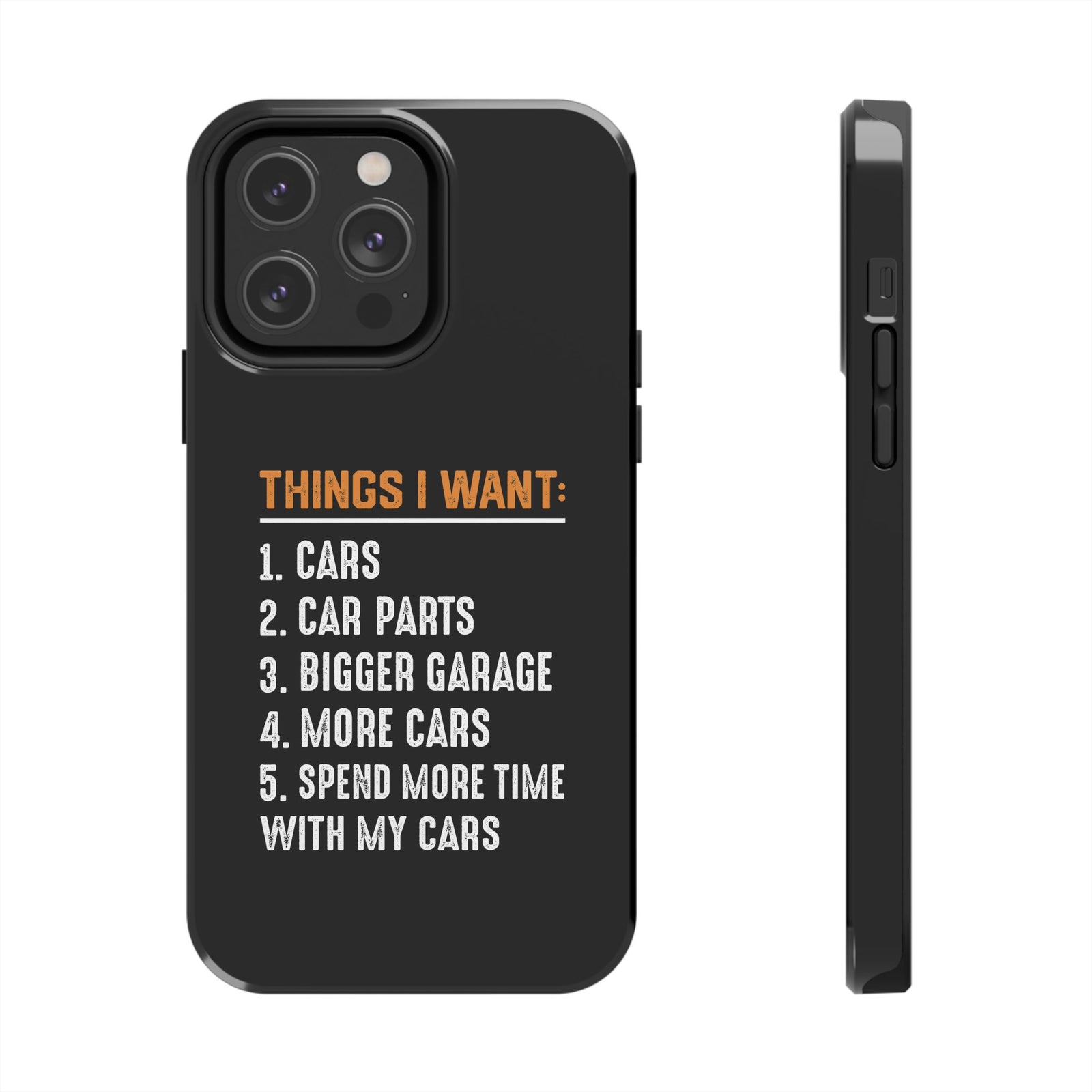 Things I Want: Cars Phone Case shirt detail - petrolhead gift tee