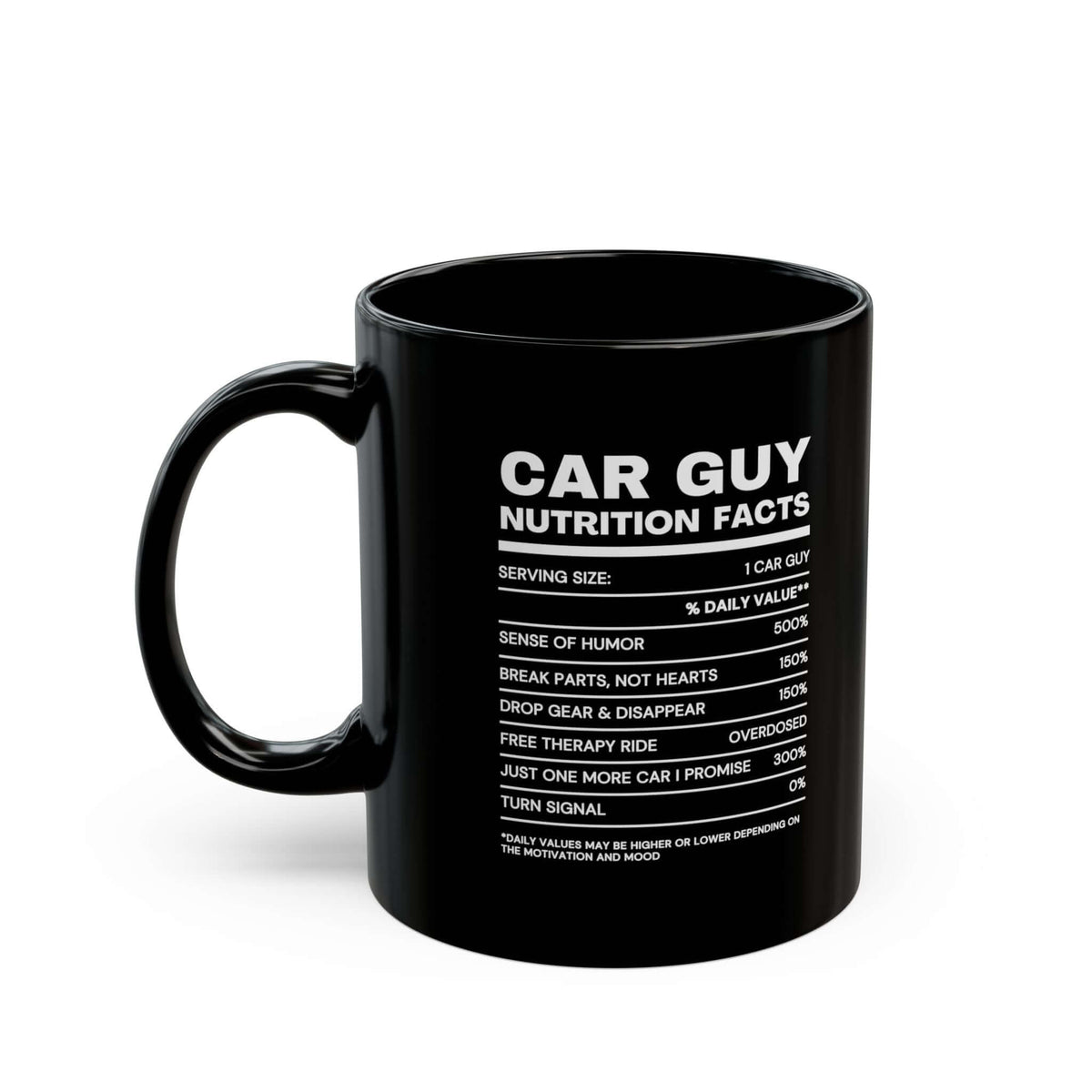 Car guy nutrition facts mug - funny car enthusiast coffee mug gift