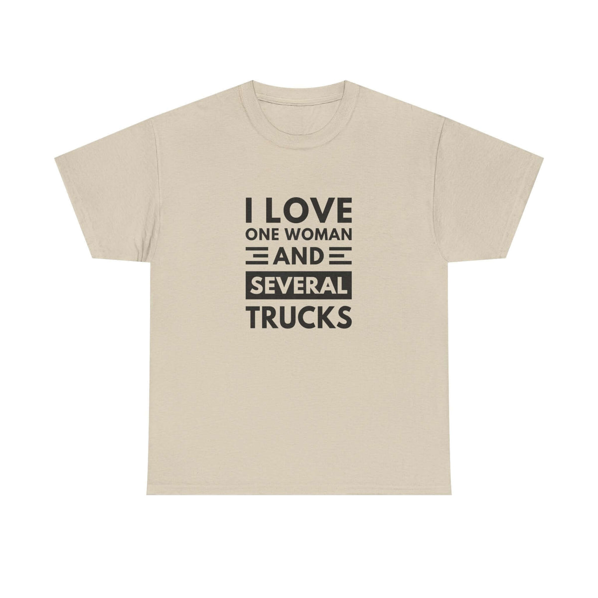 Man wearing I Love One Woman and Several Trucks T-Shirt shirt - car enthusiast gift