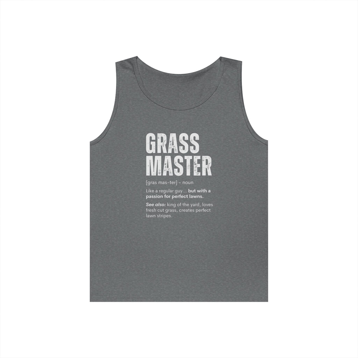 Grass Master Tank Top for Men, Funny Lawn Care Definition Sleeveless Shirt, Mowing Gift, Yard Work Singlet