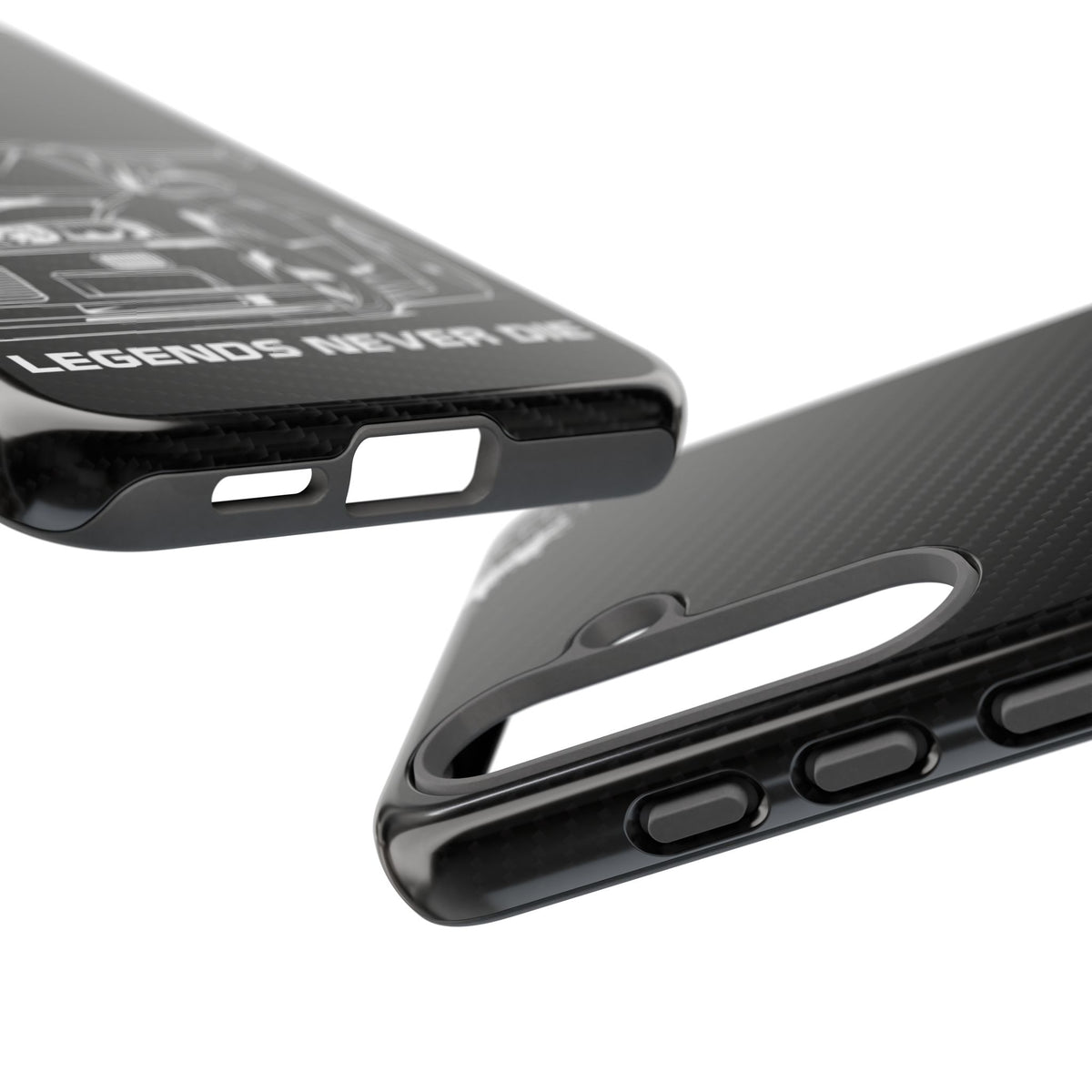 JDM Legends Never Die Tough Phone Case - Samsung Galaxy S25, glossy, edge and port close-up