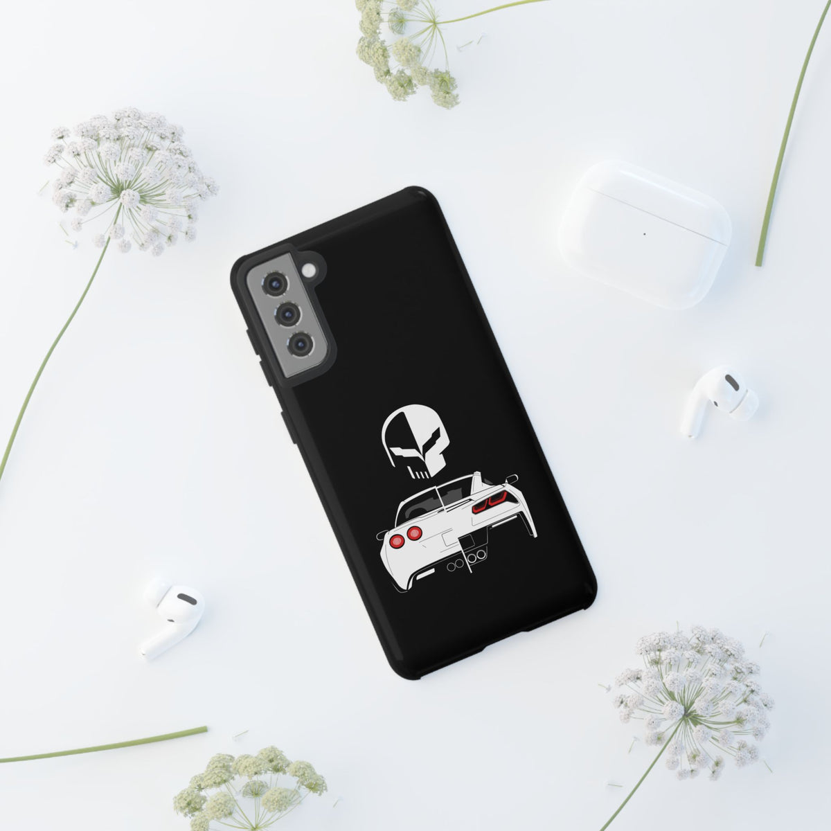 Corvette Punisher Skull Tough Phone Case | Muscle Car Guy Gift