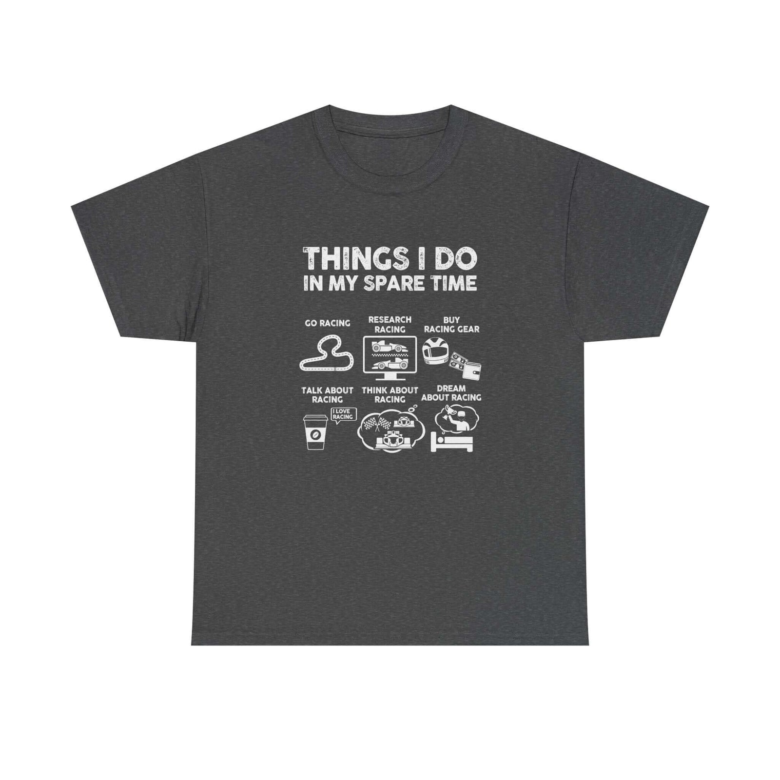 Man wearing Things I Do in My Spare Time Racing T-Shirt shirt - car enthusiast gift