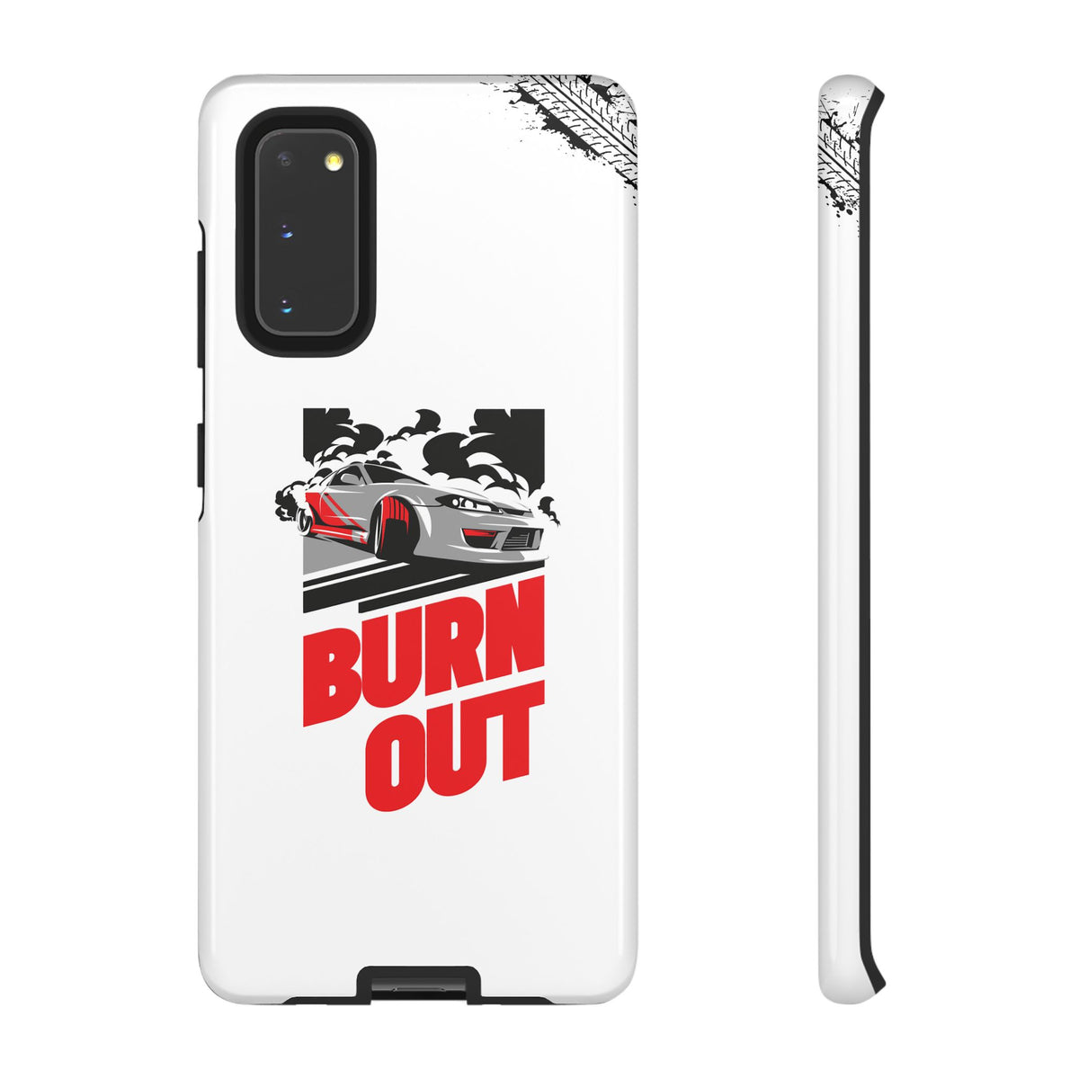 JDM Burnout Tough Car Phone Case - Samsung Galaxy S20, glossy, front and side view
