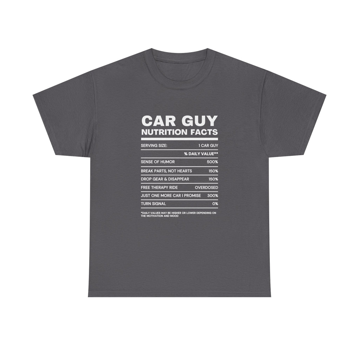 Car Guy Nutrition Facts - White