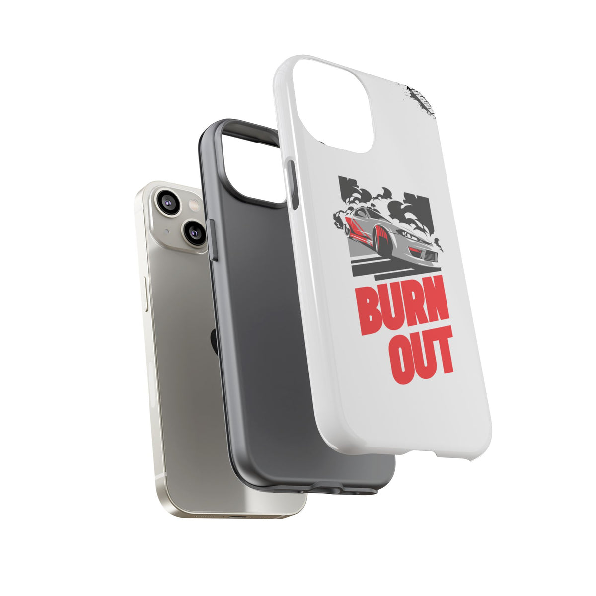 JDM Burnout Tough Car Phone Case - iPhone 14, glossy, dual-layer protection