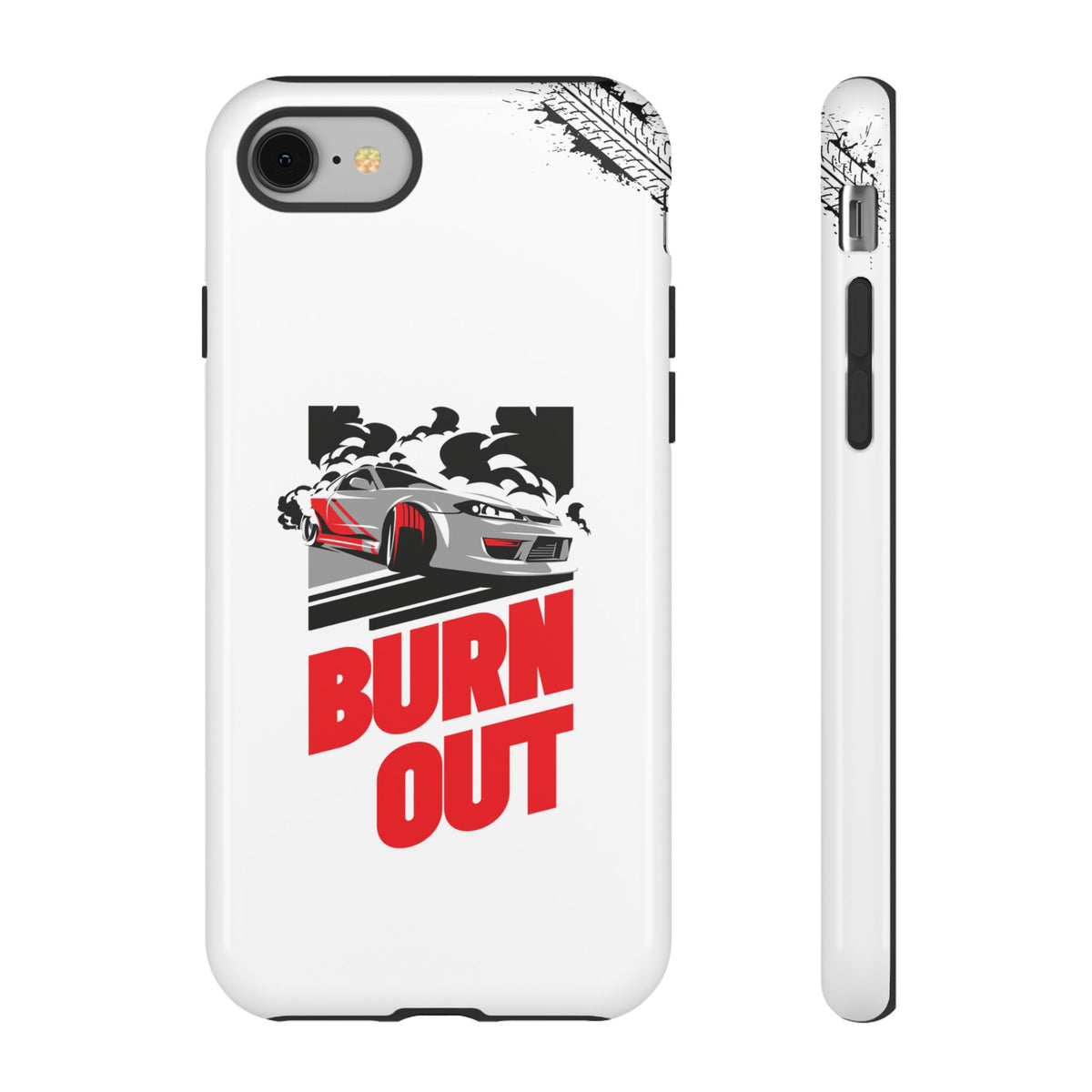 JDM Burnout Tough Car Phone Case - iPhone 8, glossy, front and side view