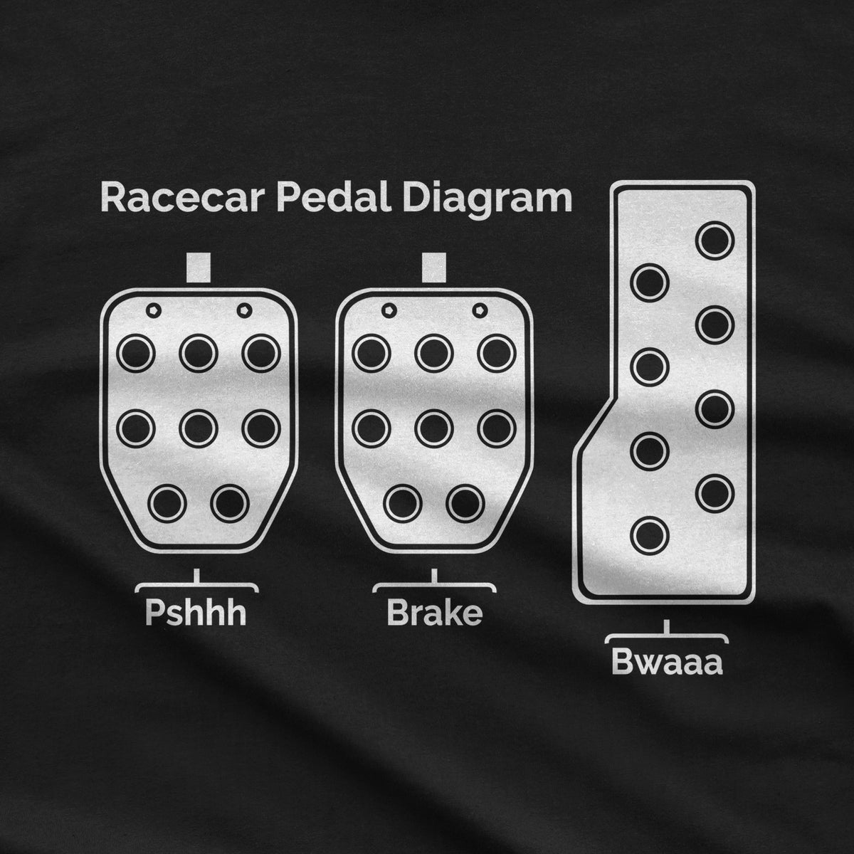 Racecar 3 Pedals T-Shirt design close-up