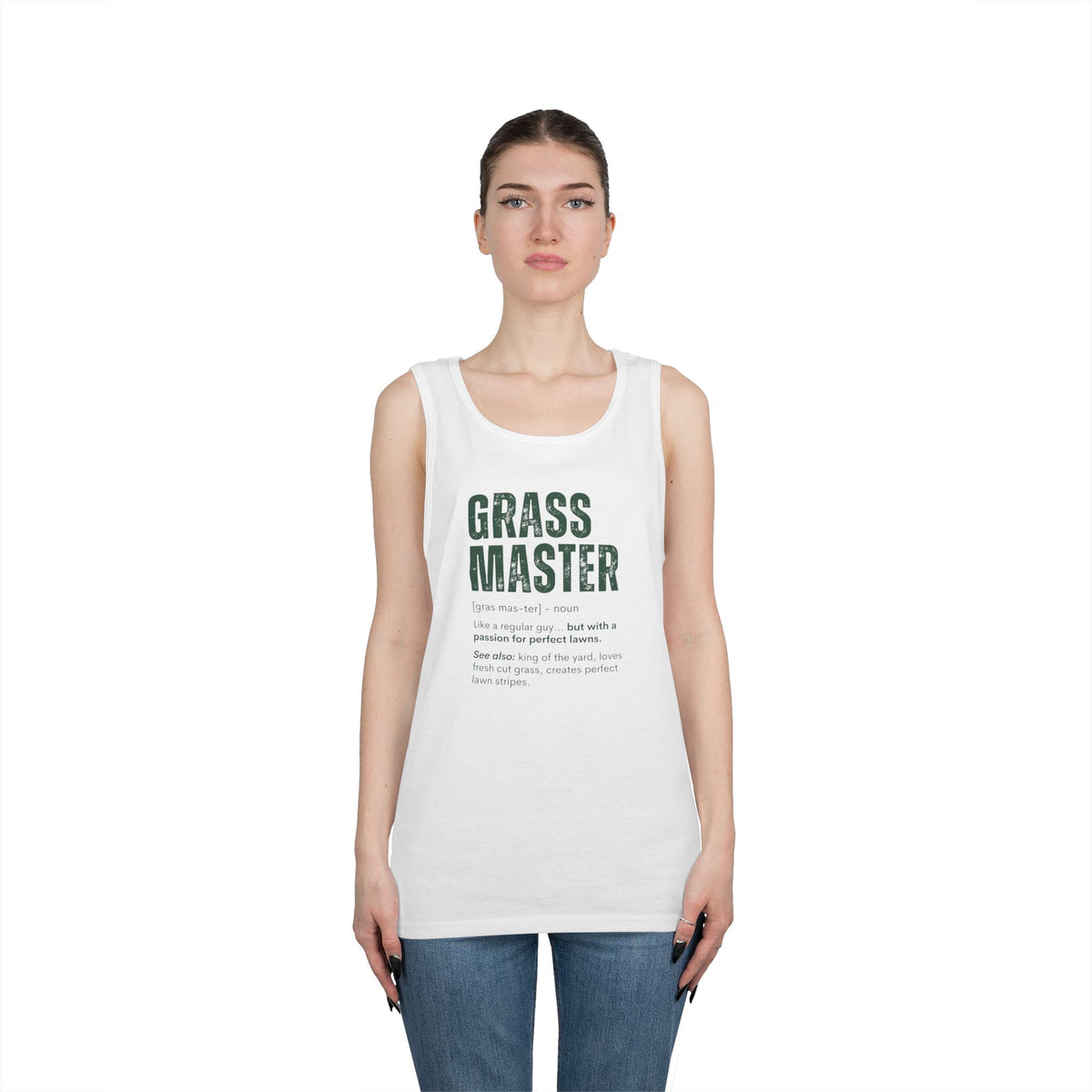 Grass Master Tank Top for Men, Funny Lawn Care Definition Sleeveless Shirt, Mowing Gift, Yard Work Singlet