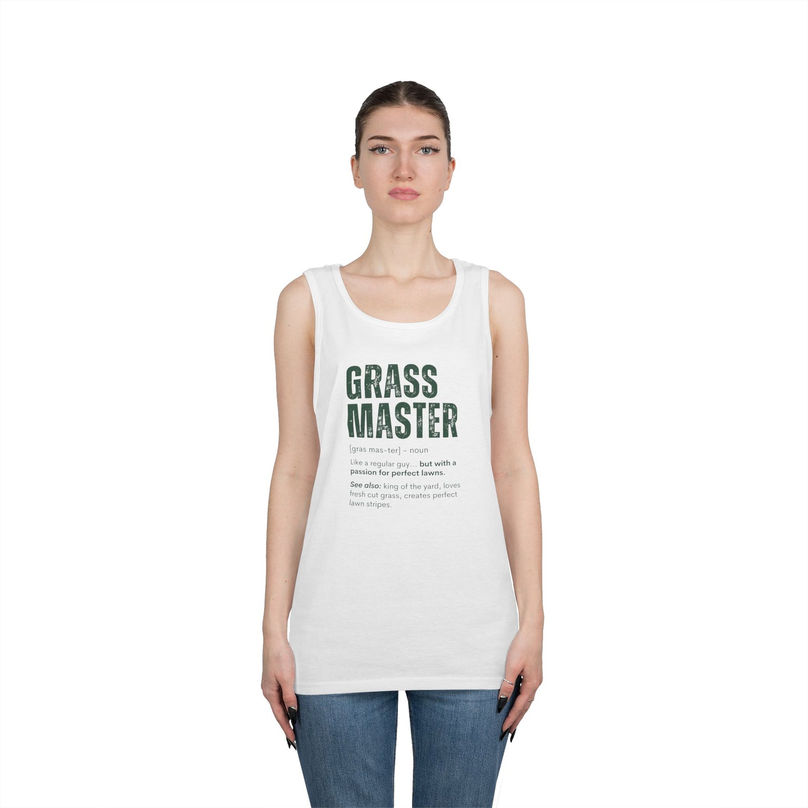 Grass Master Tank Top for Men, Funny Lawn Care Definition Sleeveless Shirt, Mowing Gift, Yard Work Singlet