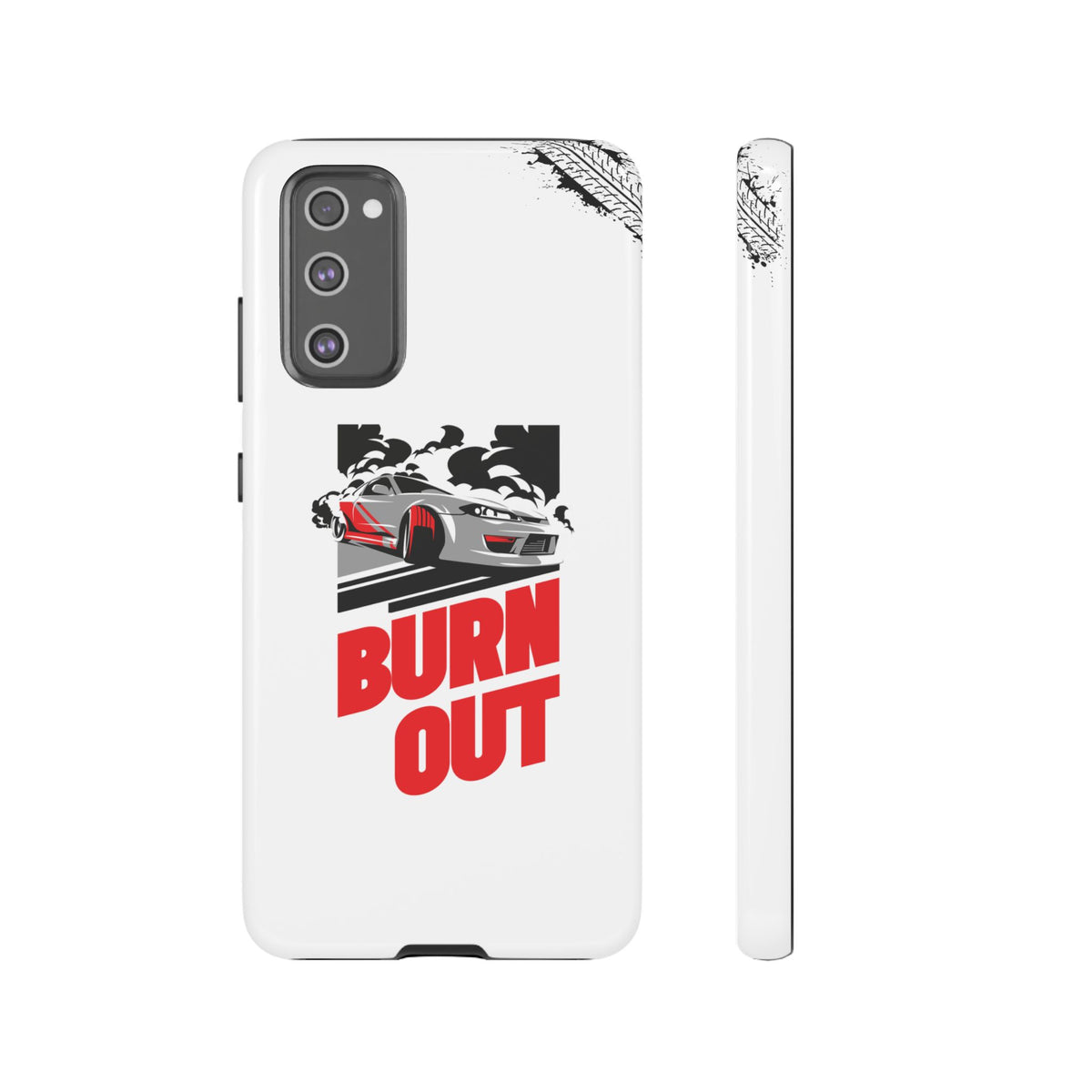 JDM Burnout Tough Car Phone Case - Samsung Galaxy S20 FE, glossy, front and side view