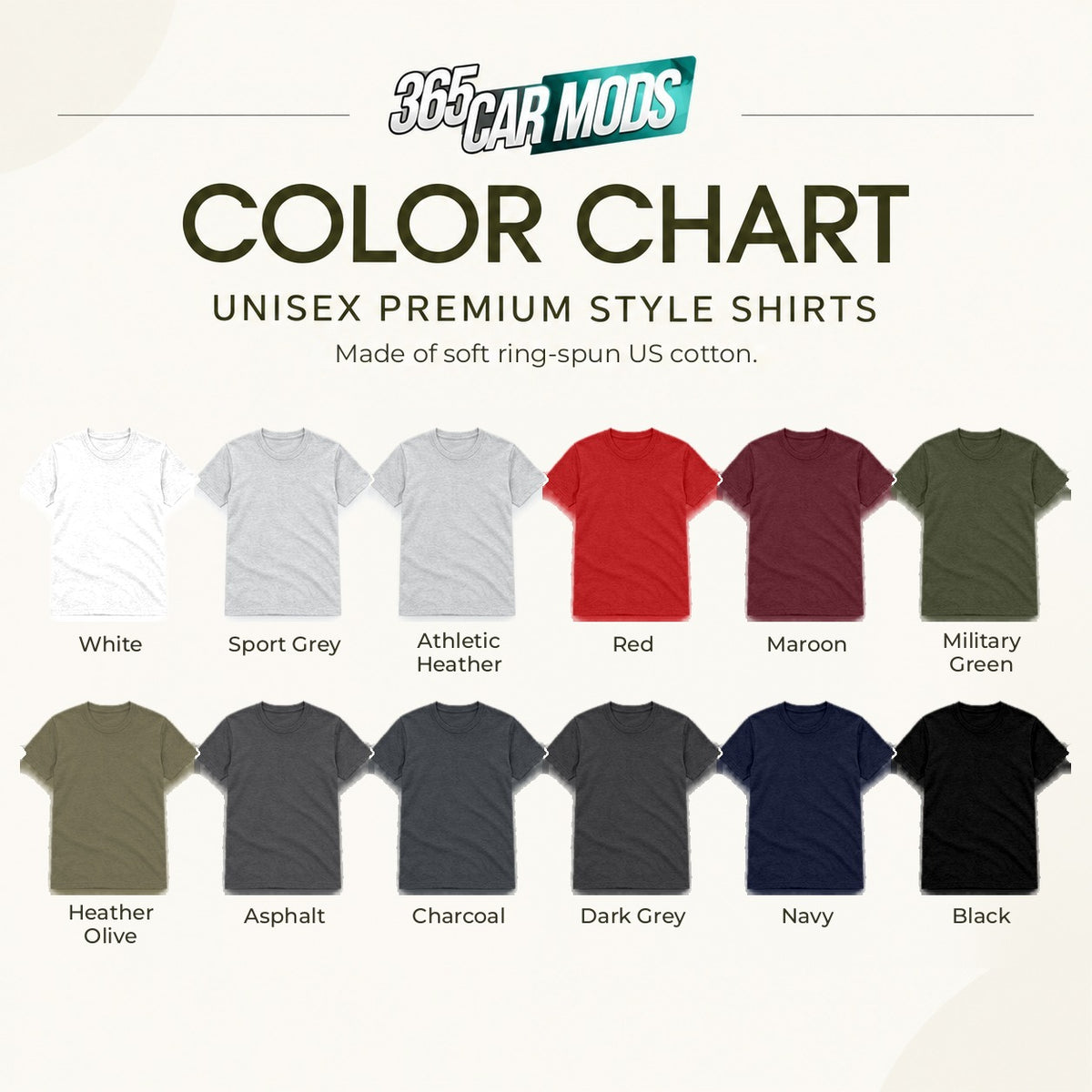 Gildan Softstyle 64000 T-shirt color chart