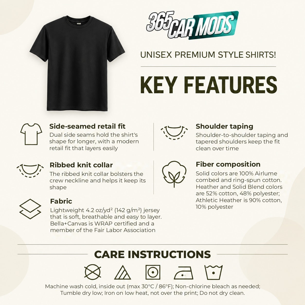 Bella+Canvas 3001 T-shirt key features