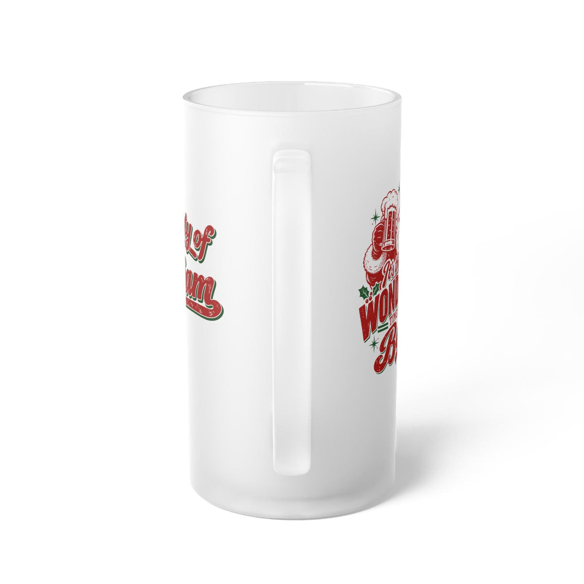 Most Wonderful Time for a Beer Personalized Beer Mug - view of the handle side
