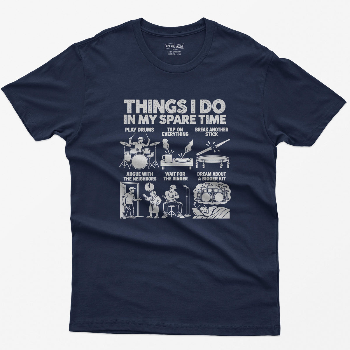 Things I Do In My Spare Time Drummer T-Shirt in Navy