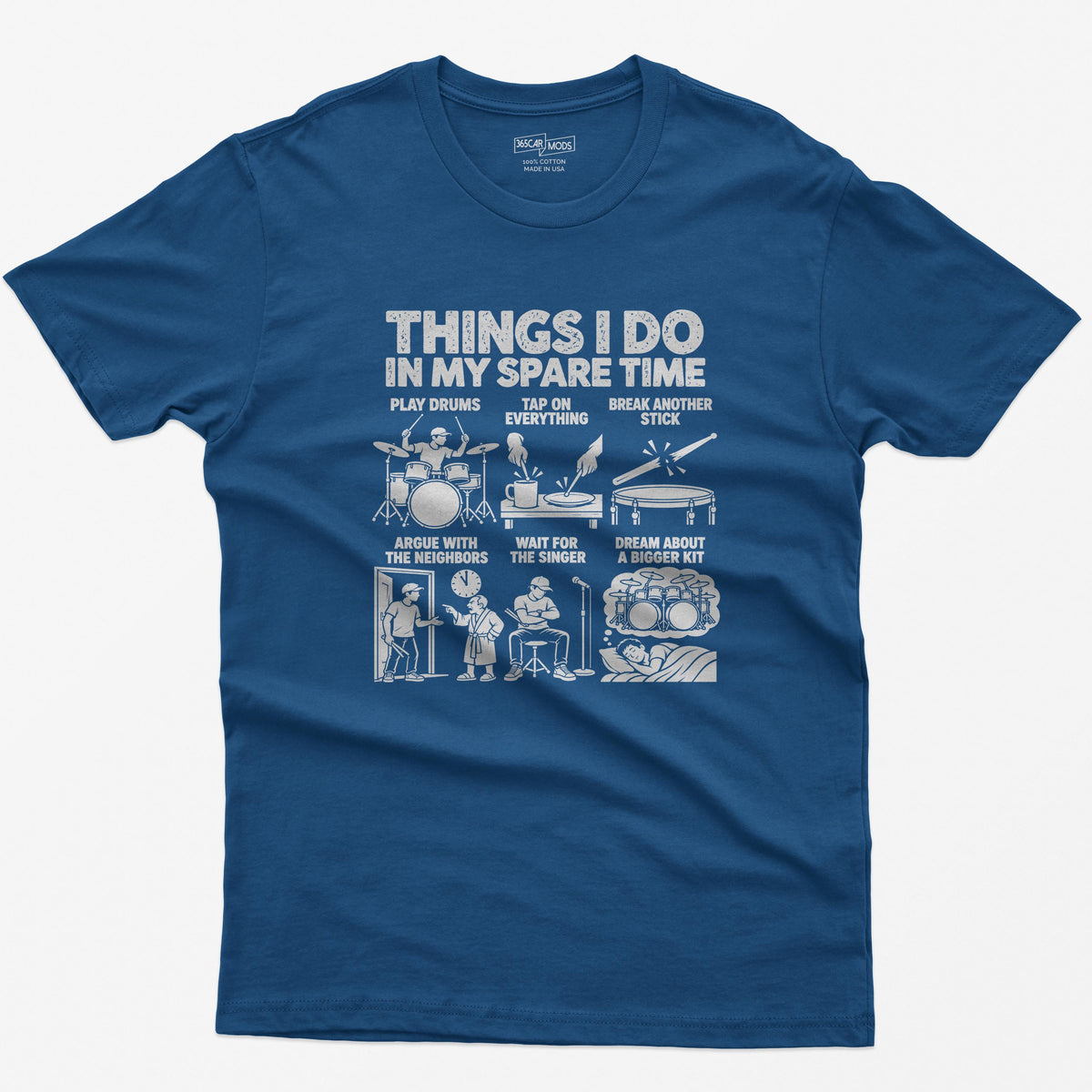 Things I Do In My Spare Time Drummer T-Shirt in Royal