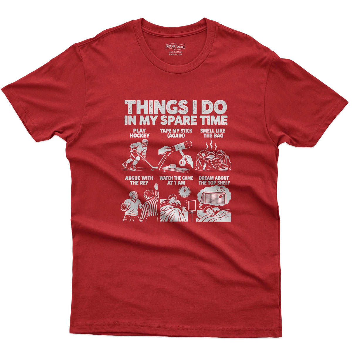 Things I Do In My Spare Time Hockey T-Shirt in Red