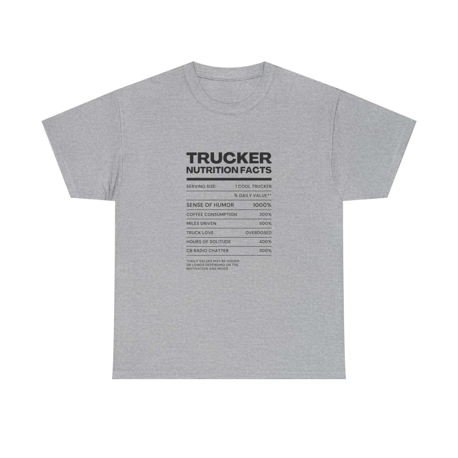Man wearing Trucker Nutrition Facts T-Shirt shirt - car enthusiast gift