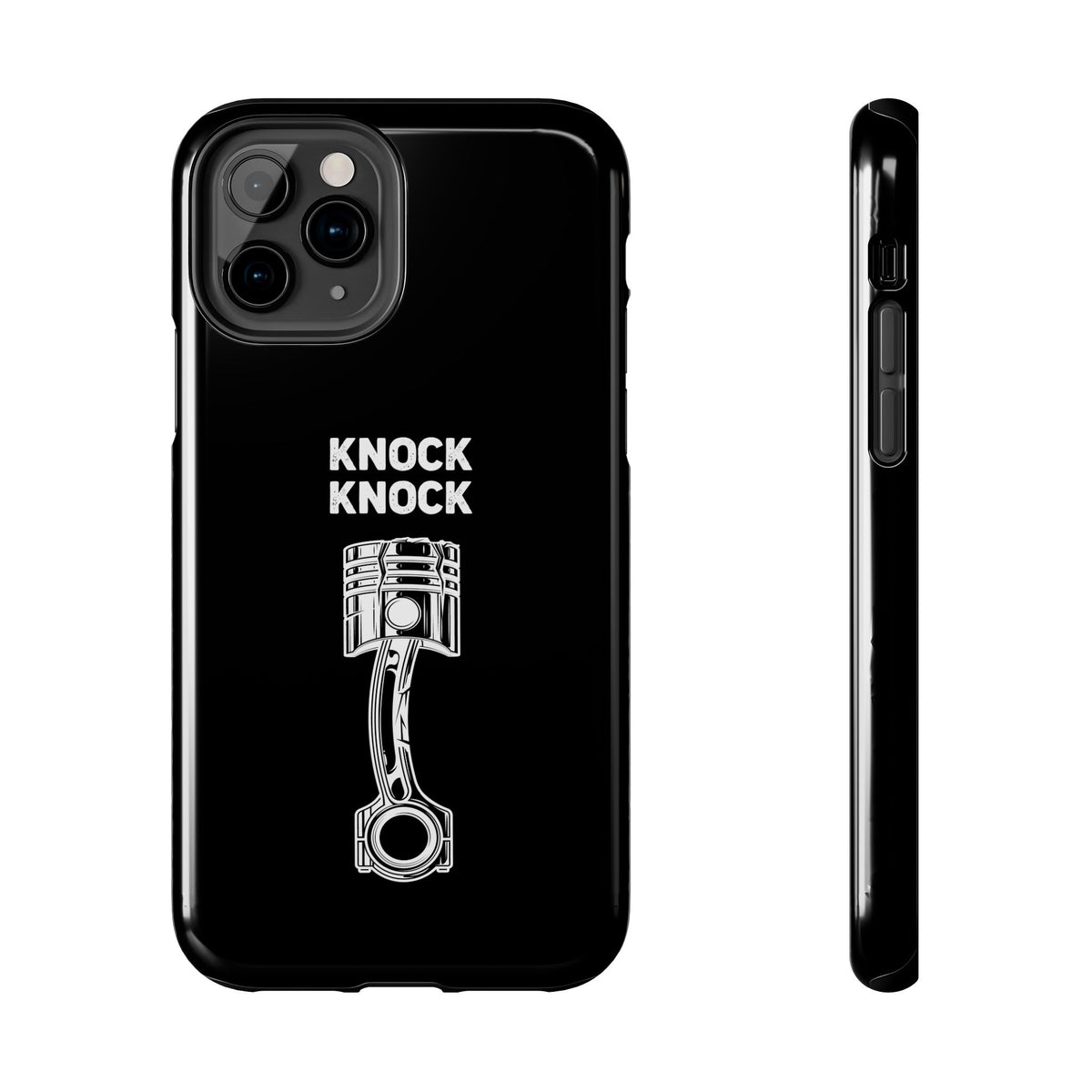 Knock Knock Broken Piston phone case front view | mechanic enthusiast gift