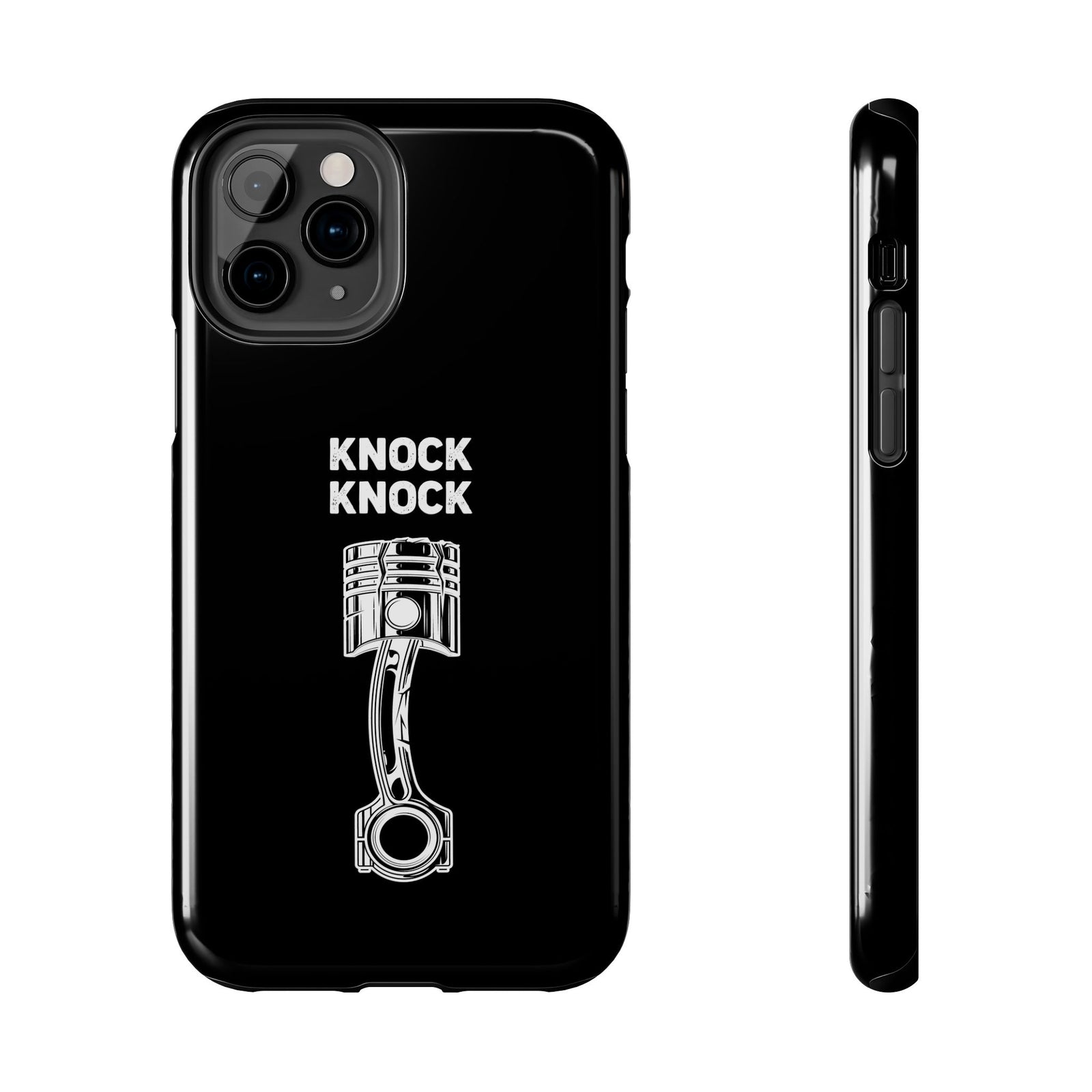 Knock Knock Broken Piston phone case front view | mechanic enthusiast gift