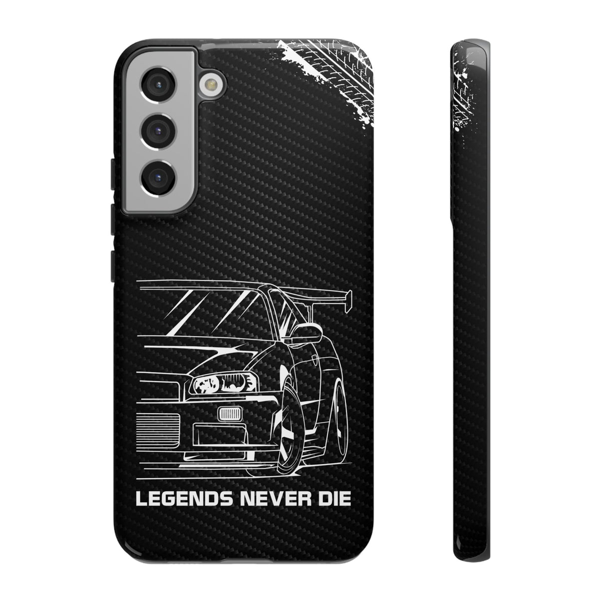 JDM Legends Never Die Tough Phone Case - Samsung Galaxy S22 Plus, glossy, front and side view