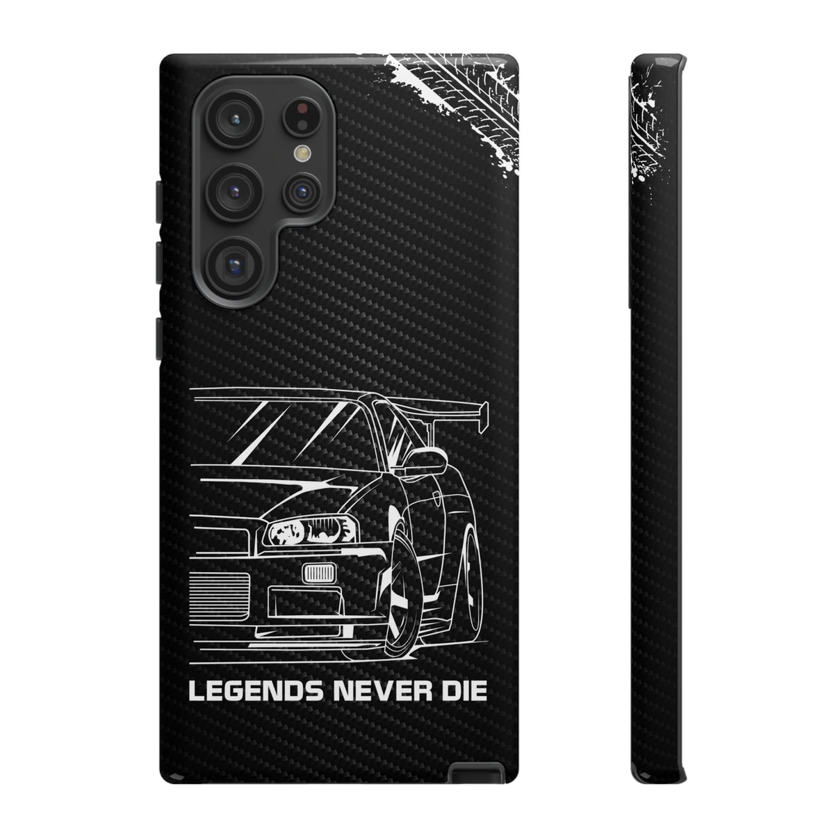 JDM Legends Never Die Tough Phone Case - Samsung Galaxy S22 Ultra, glossy, front and side view