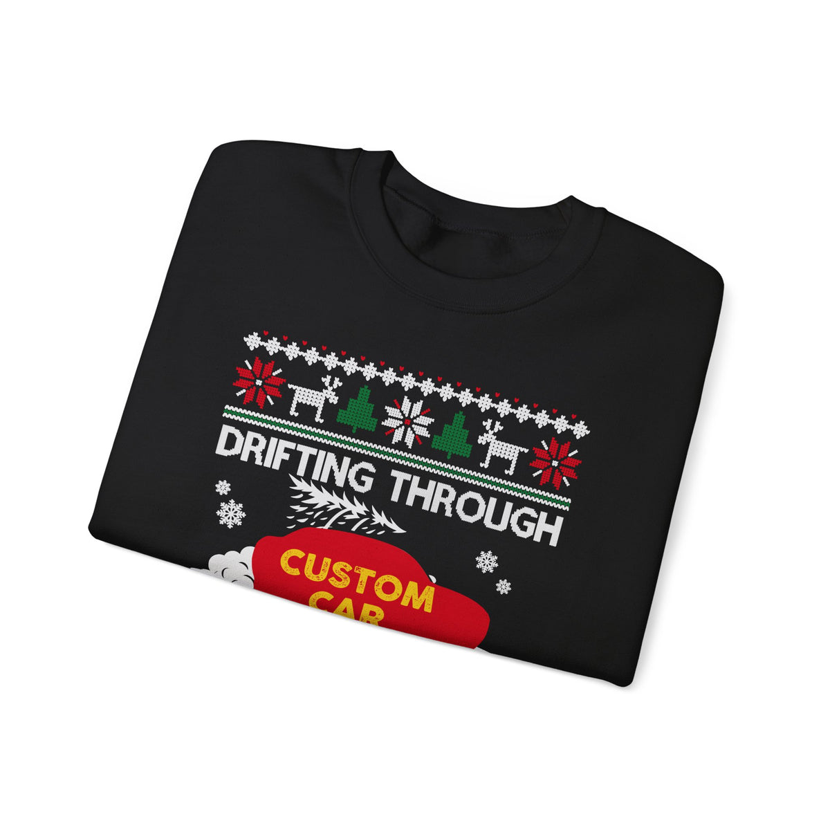 Drift Car Sweatshirt - Drifting Through the Snow Ugly Christmas Sweater